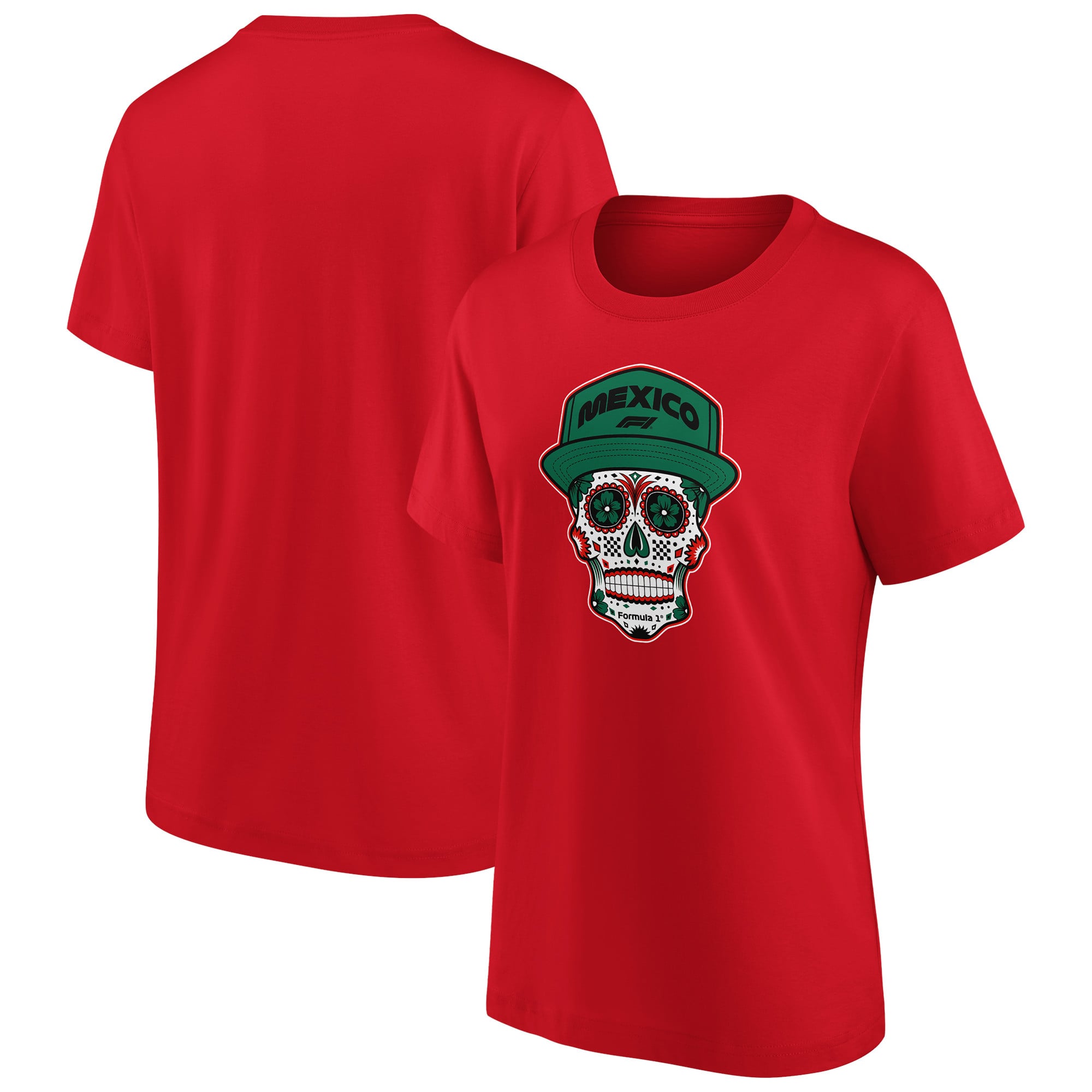 Formula 1 Mexico Skull Graphic T-Shirt - Red - Womens