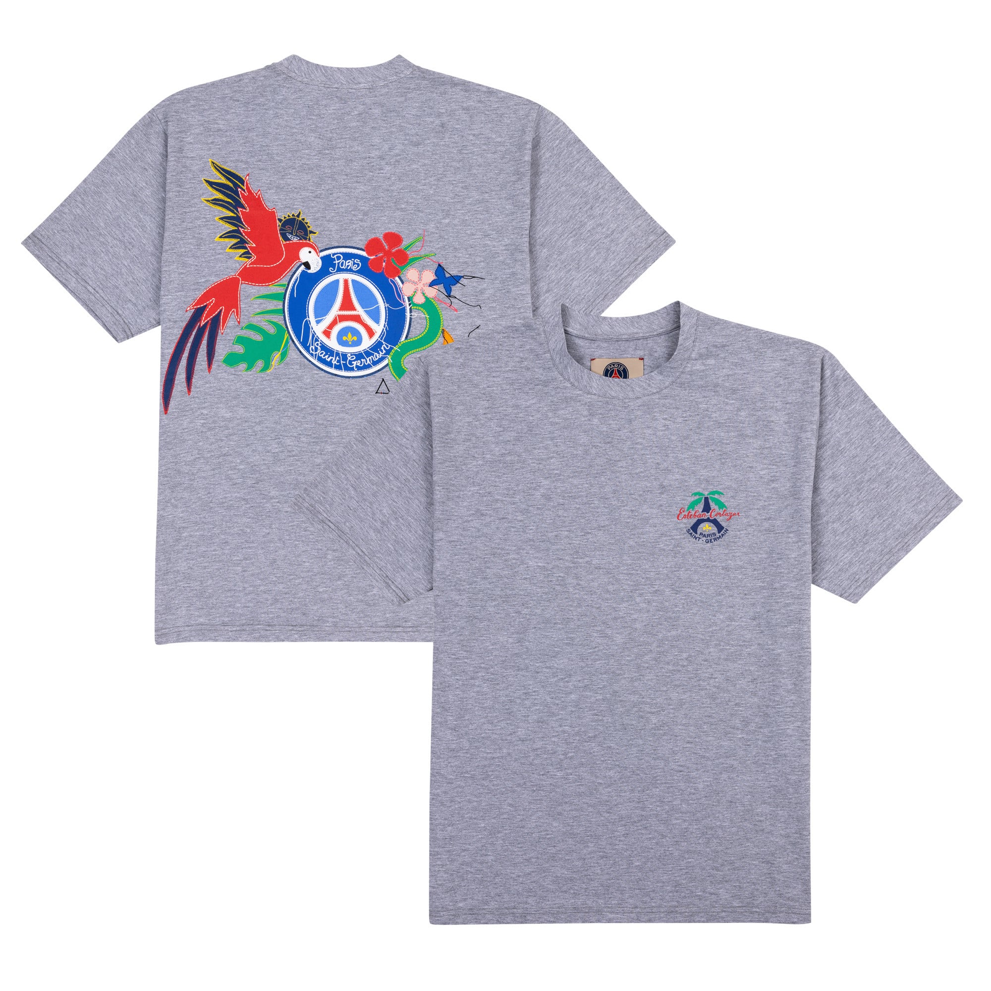 Paris Saint-Germain X Esteban Cortazar T-Shirt Patchwork Stampata - Grigio Heather - Unisex