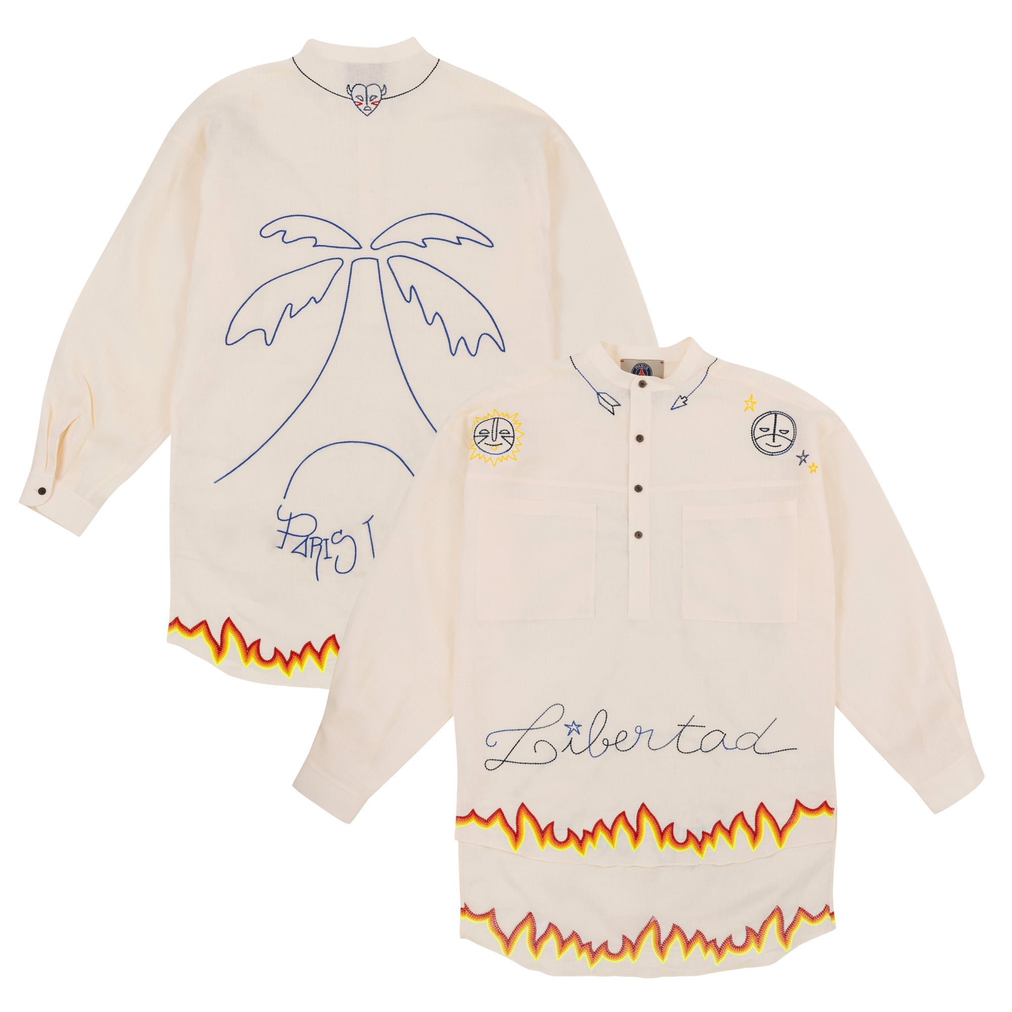 PSG x Esteban Cortazar Besticktes Langarmshirt - Weiß - Unisex