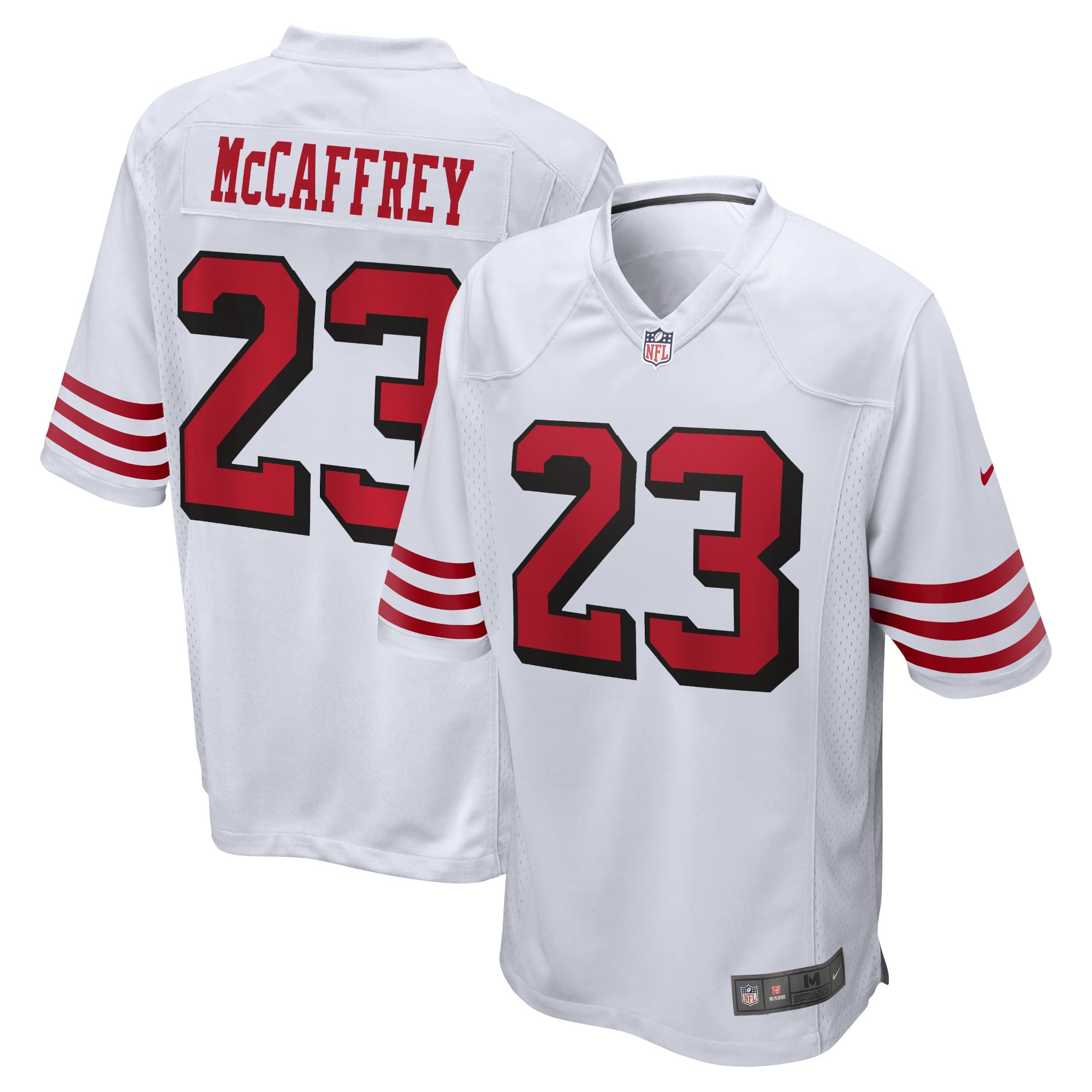 Maillot Secondaire Alternate San Francisco 49ers Nike Game - Blanc - Christian McCaffrey - Homme: retailer-supplied image