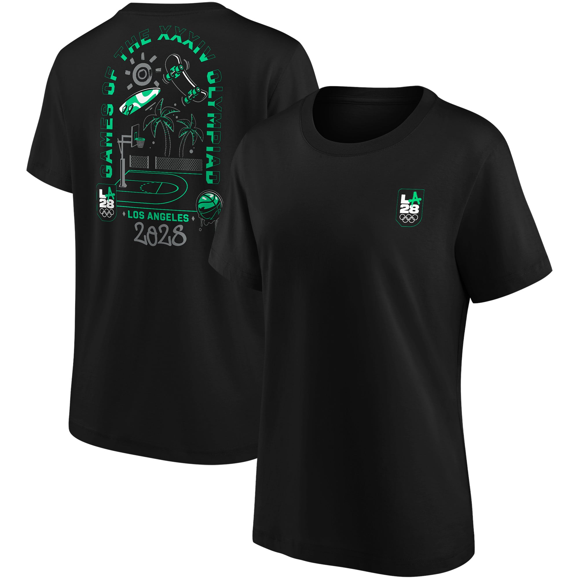 T-shirt LA 2028 Court Front & Back Graphic - Nera - Donna