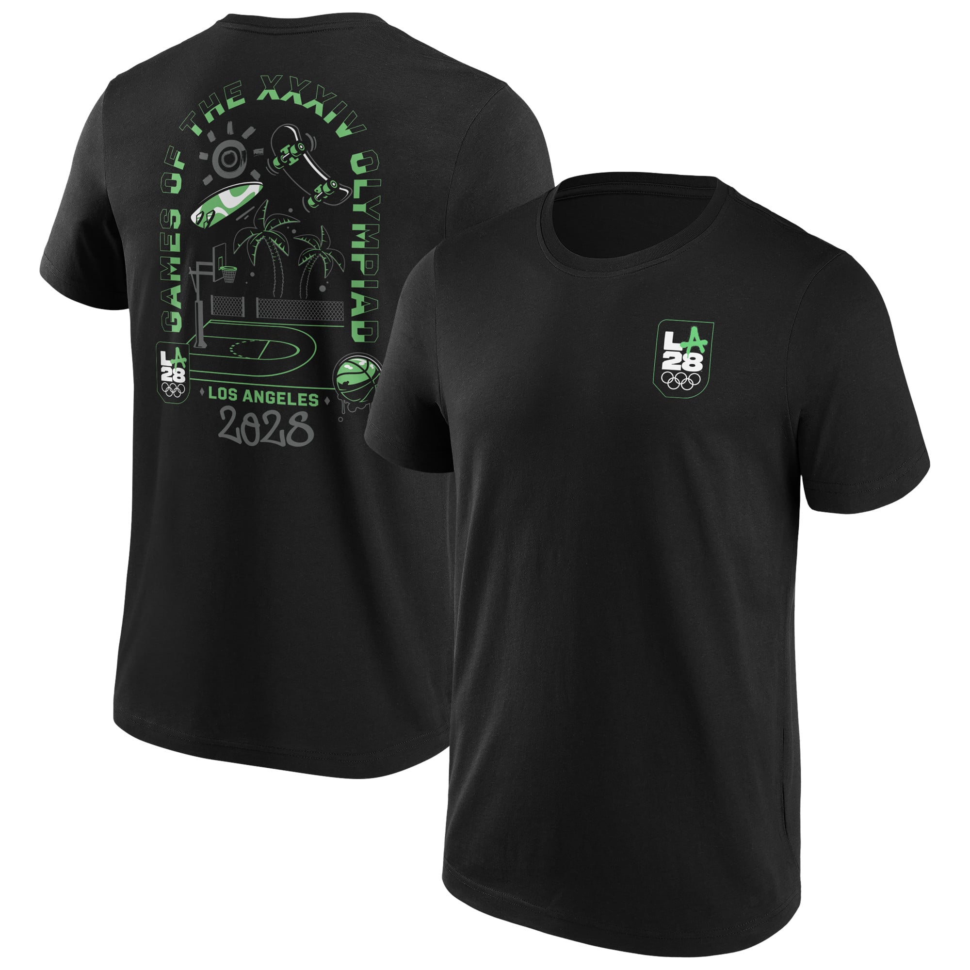 T-shirt grafica LA 2028 Court fronte e retro - nera