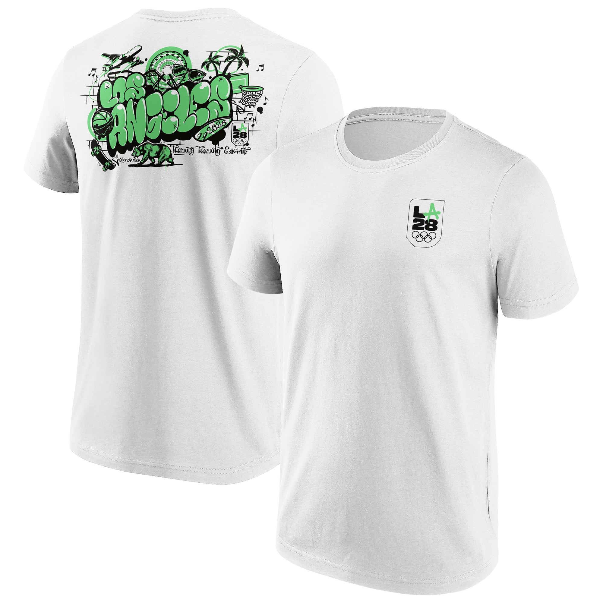 LA 2028 City Front & Back Graphic T-Shirt - White