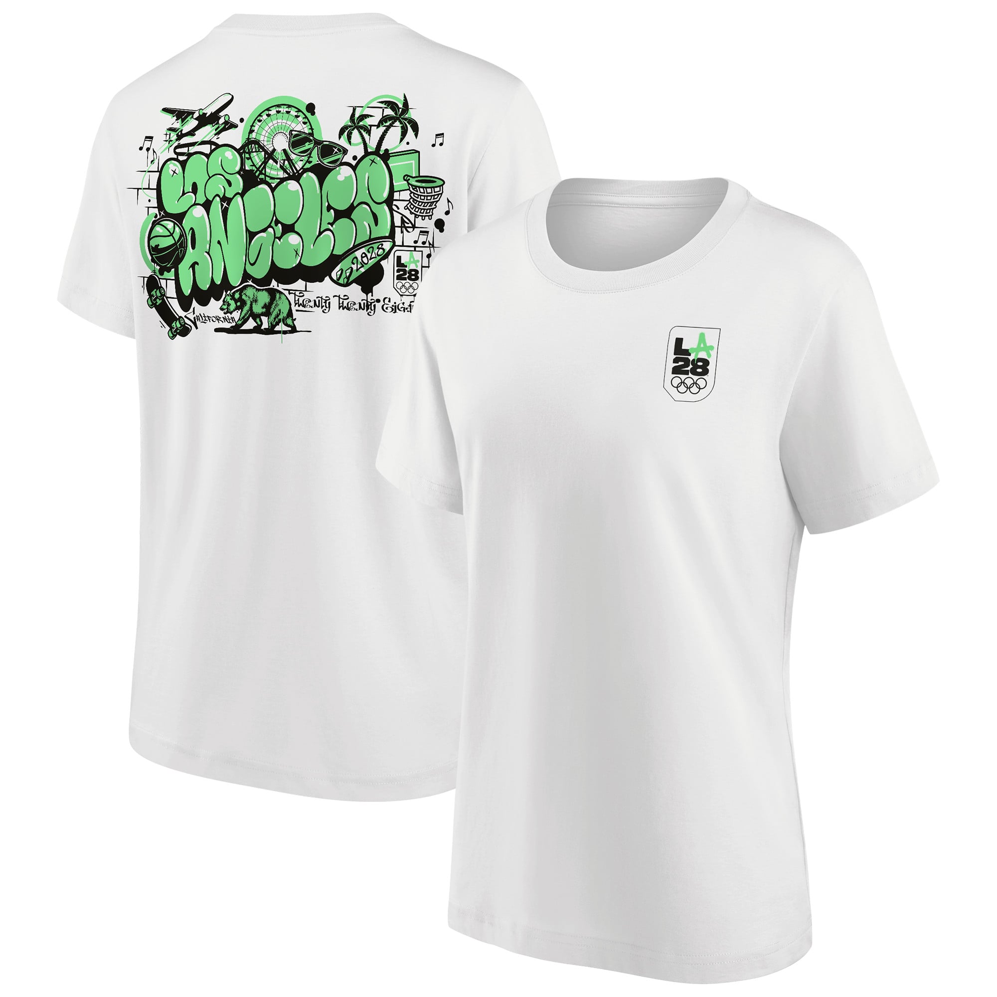 T-shirt LA 2028 City Front & Back Graphic - Bianca - Donna