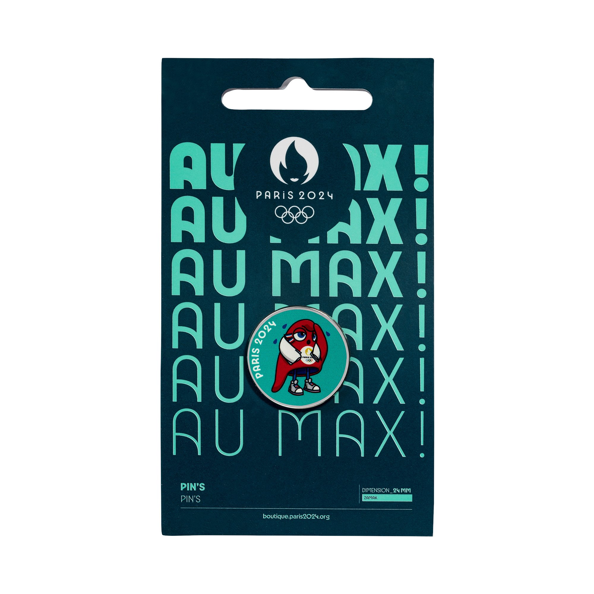Mascotte delle Olimpiadi di Parigi 2024 dopo il distintivo della spilla dello sforzo