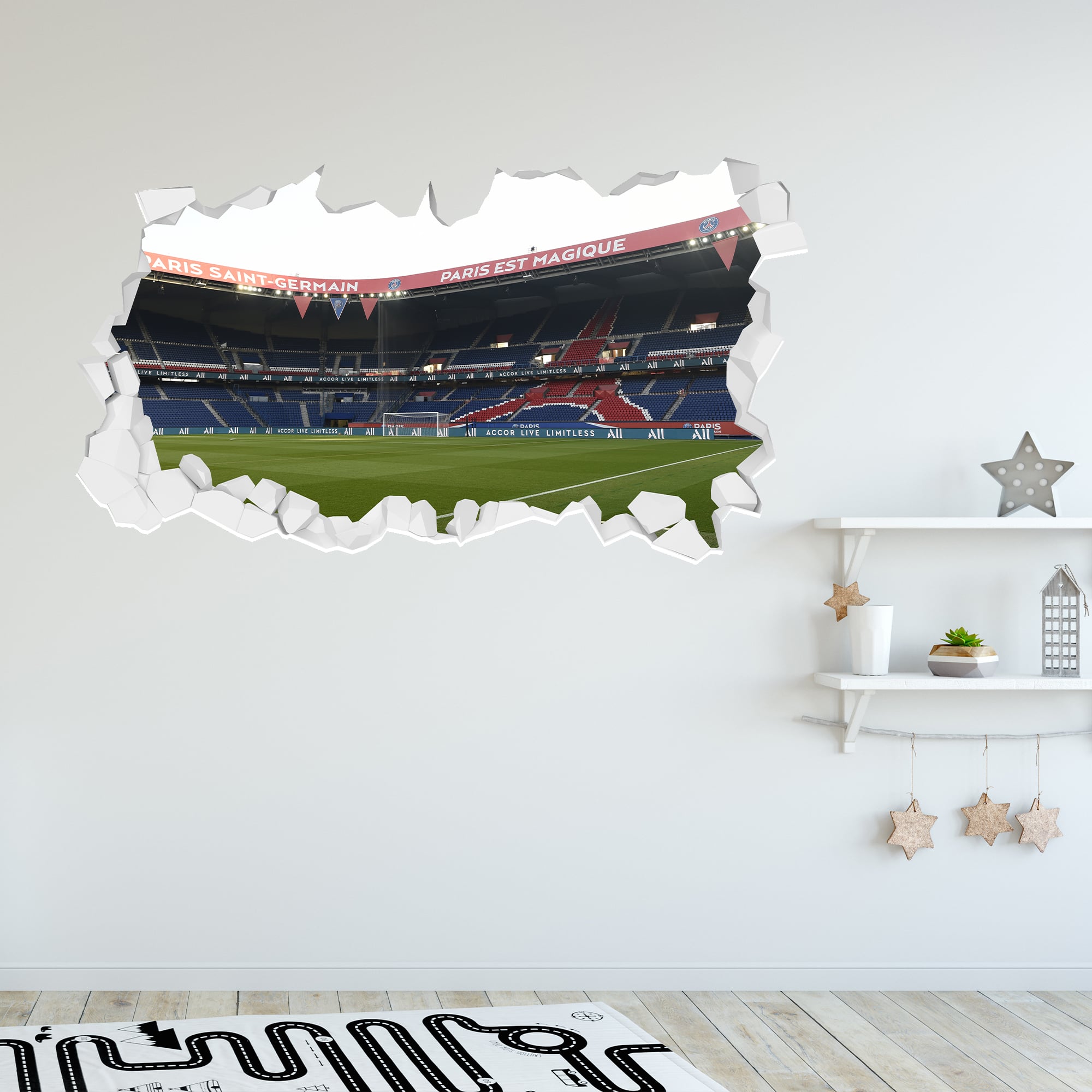 Adesivo murale rotto angolo stadio Paris Saint-Germain - 90 cm x 45 cm