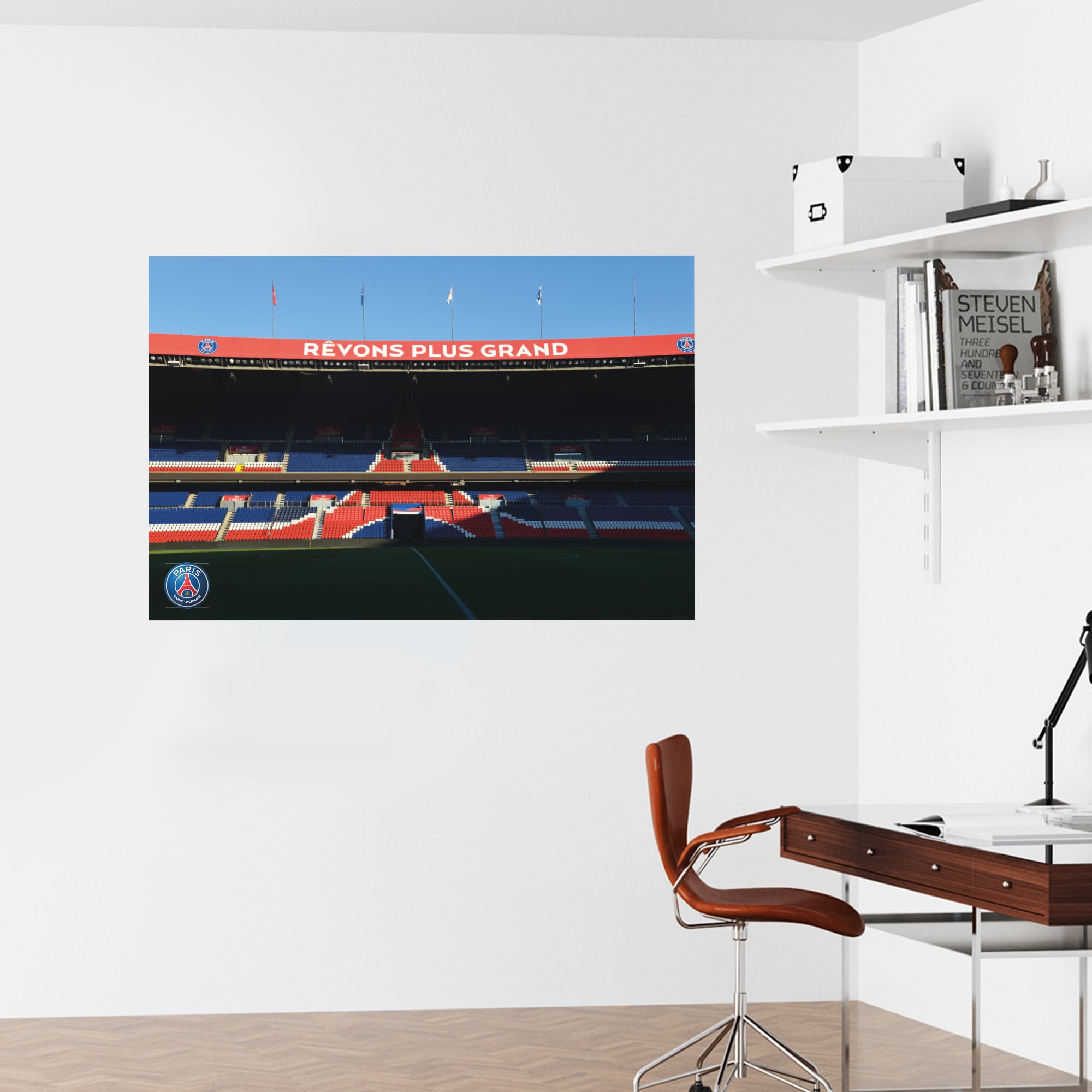 Grande adesivo da parete Paris Saint-Germain Stadium Revons Plus - 90 cm x 60 cm