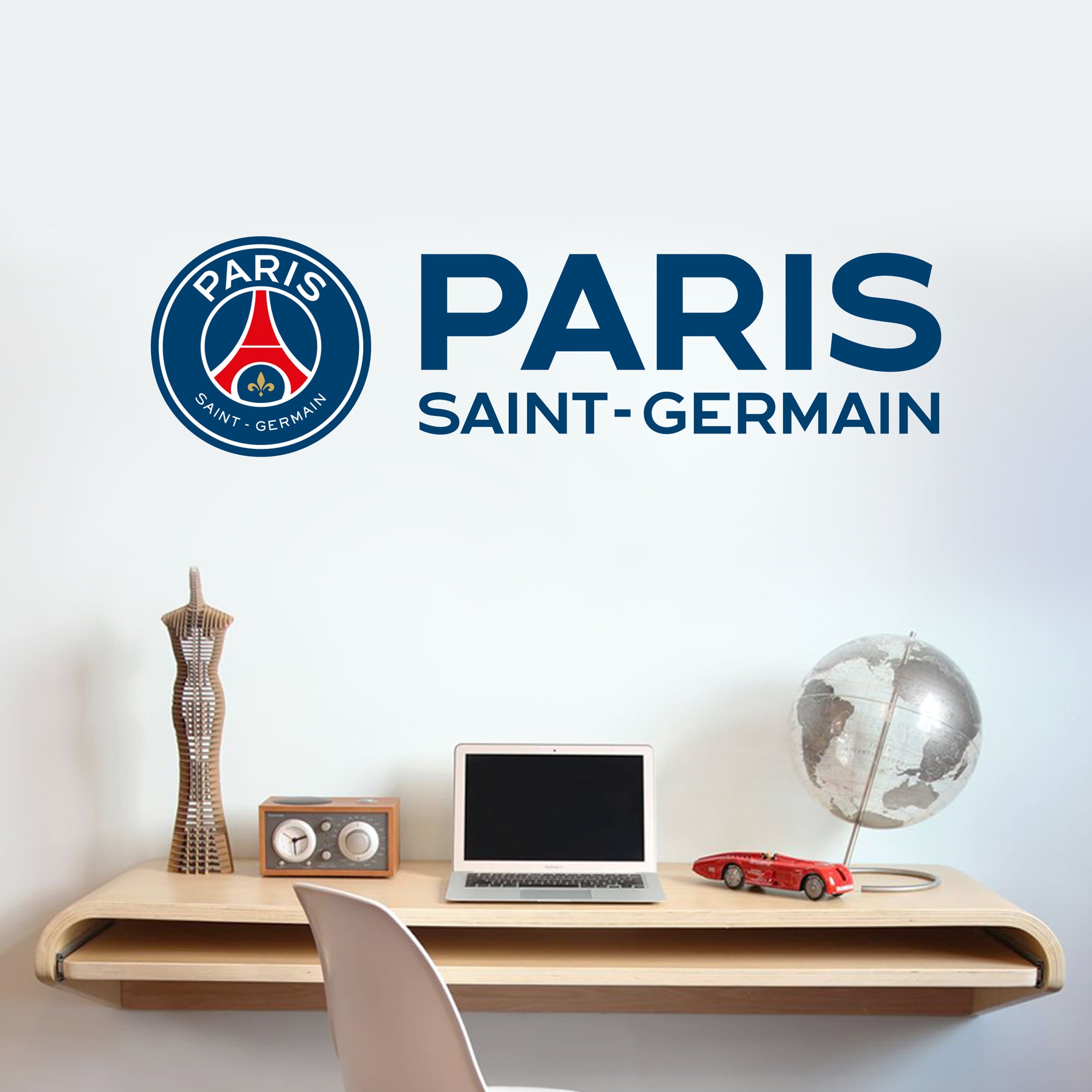 Stemma del Paris Saint-Germain e adesivo da parete con nome del club - 60 cm x 15 cm