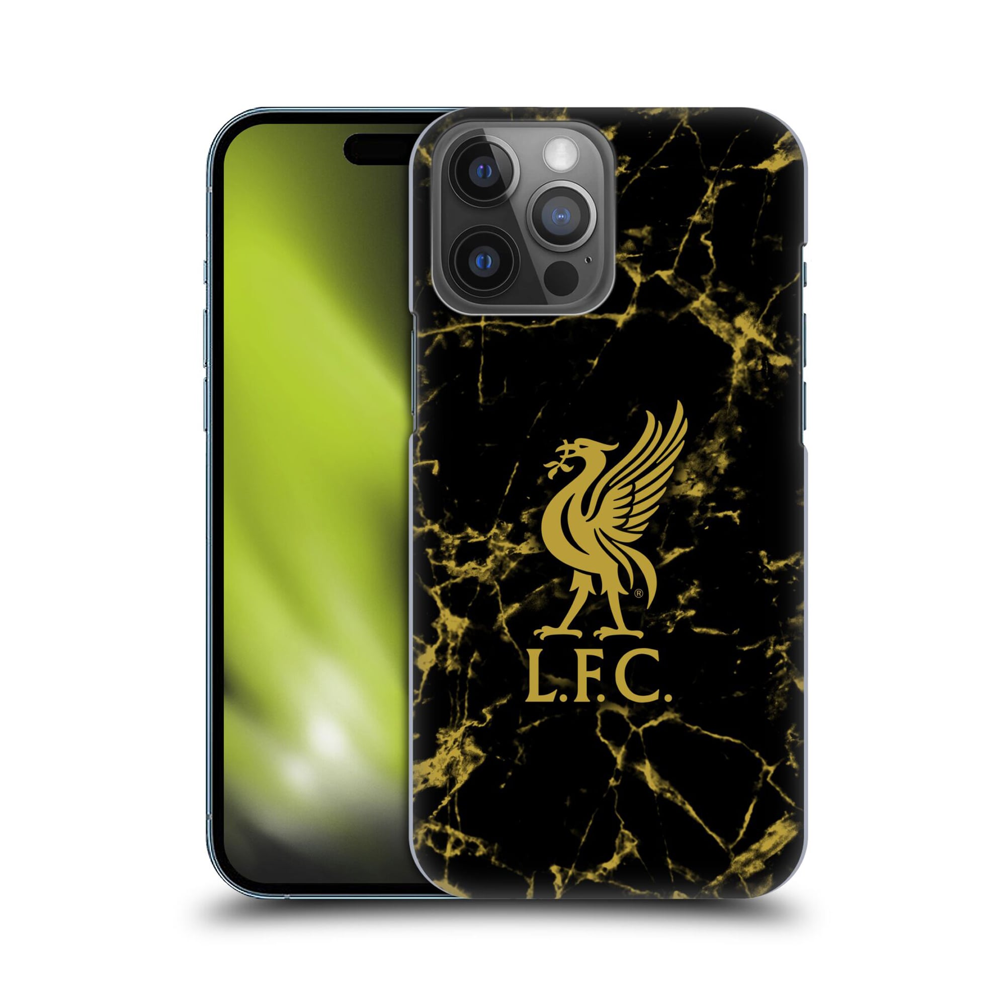 Custodia per telefono in marmo Liverpool Liverbird - nera/oro - iPhone