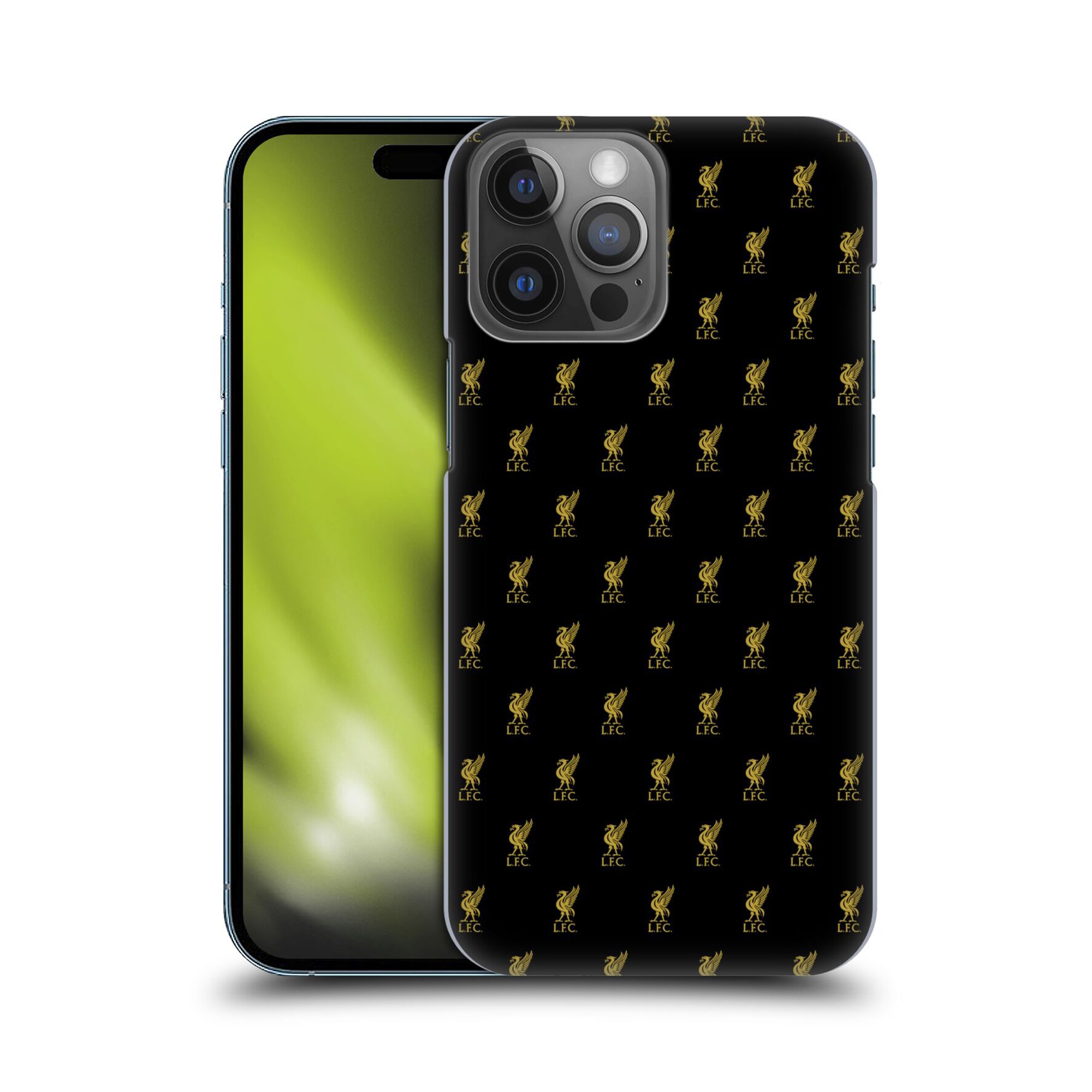 Custodia rigida per cellulare con motivo Liverpool Liverbird - nera/oro - iPhone