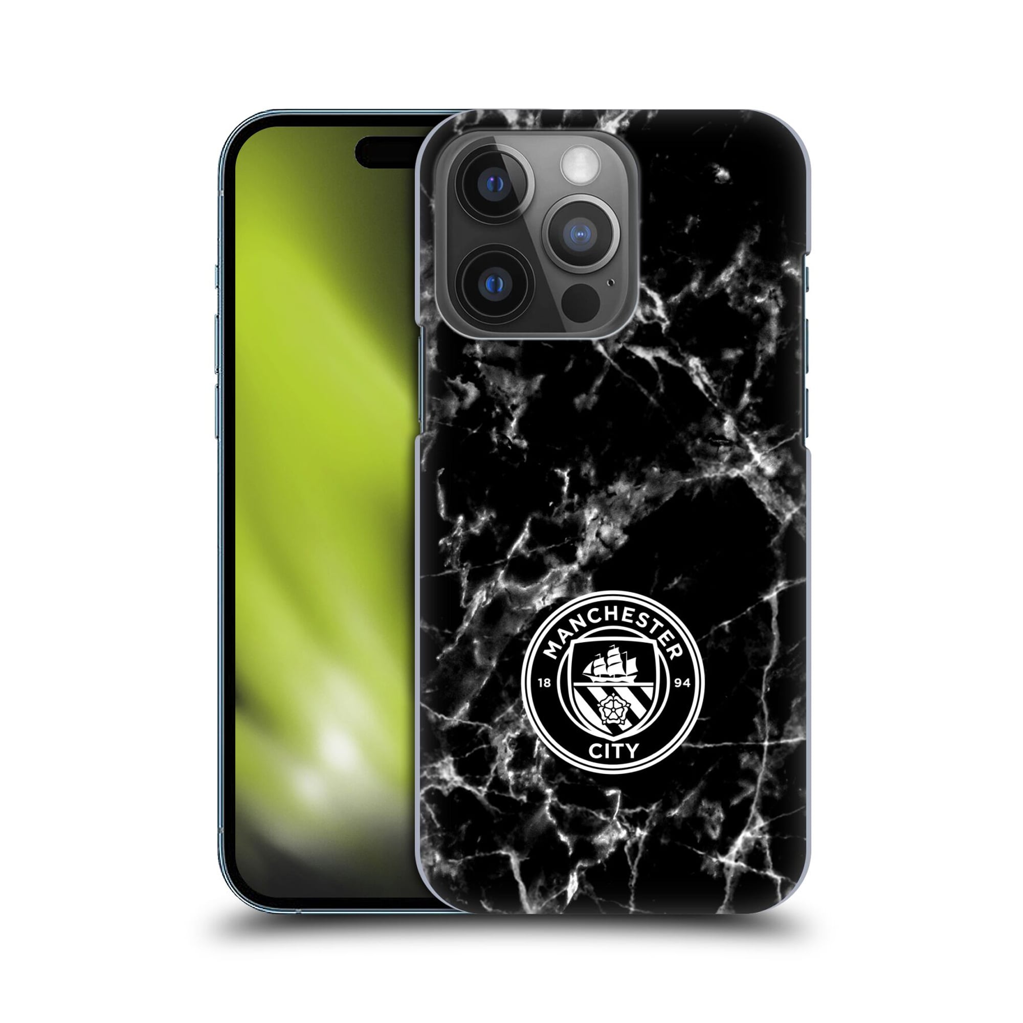 Custodia rigida per cellulare con retro in marmo Manchester CIty - nera/bianca - iPhone