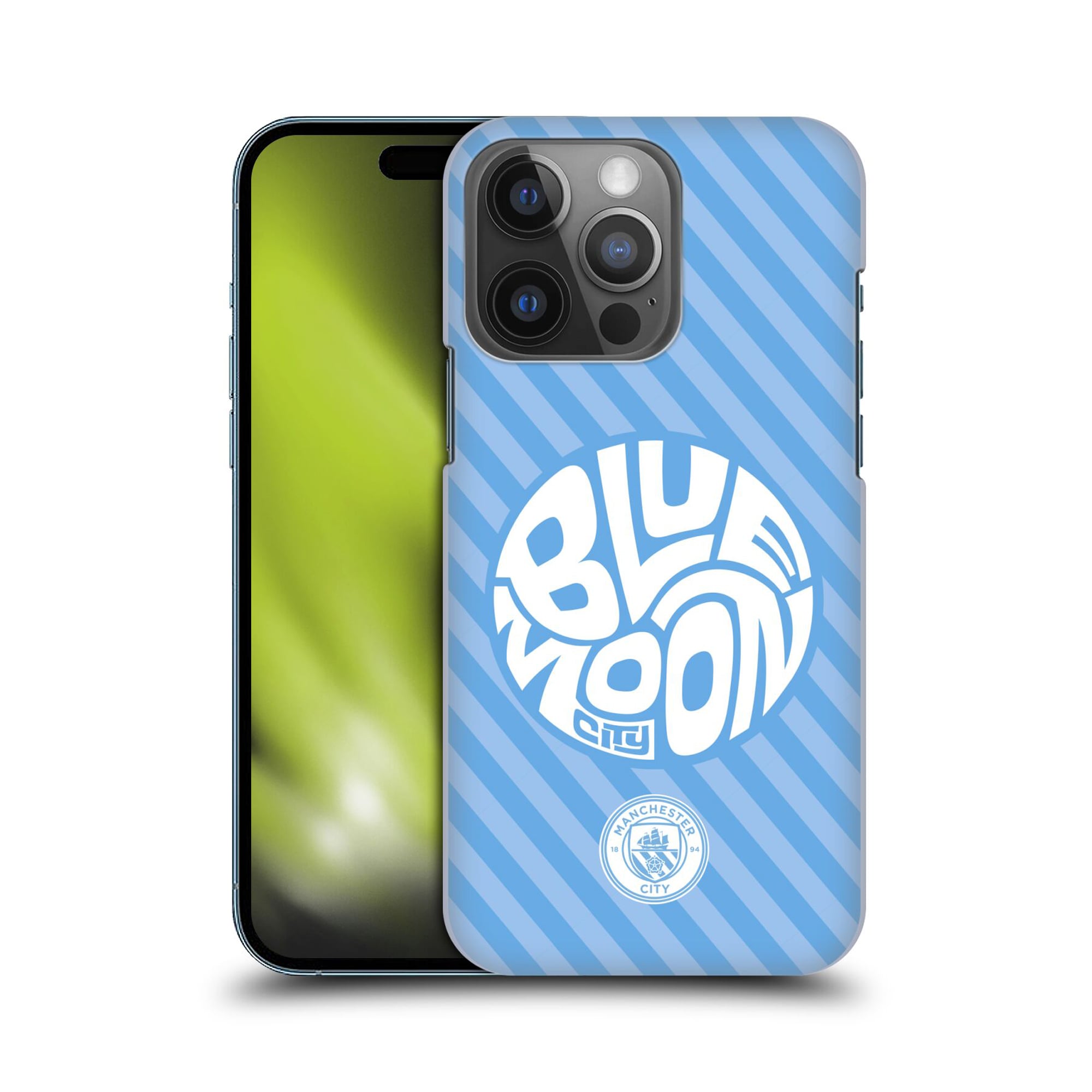 Custodia rigida per telefono con retro a strisce blu lunari Manchester CIty - cielo - iPhone