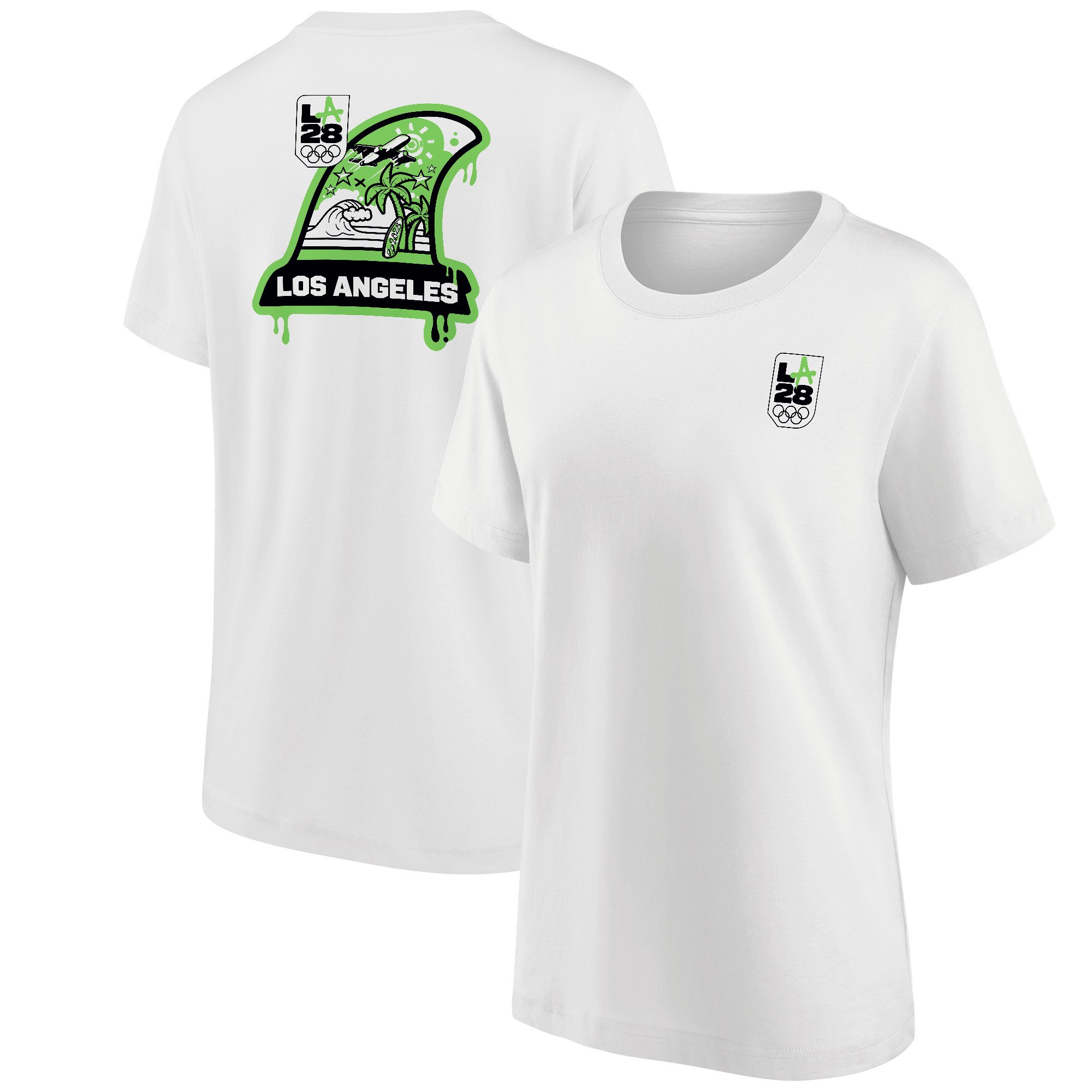 T-shirt con grafica LA 2028 Neon Tags - bianca - da donna