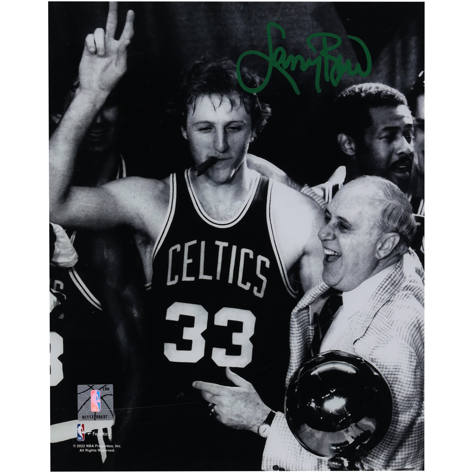 Larry Bird Boston Celtics Autographed 8" x 10" Cigar Celebration with Red Photograph