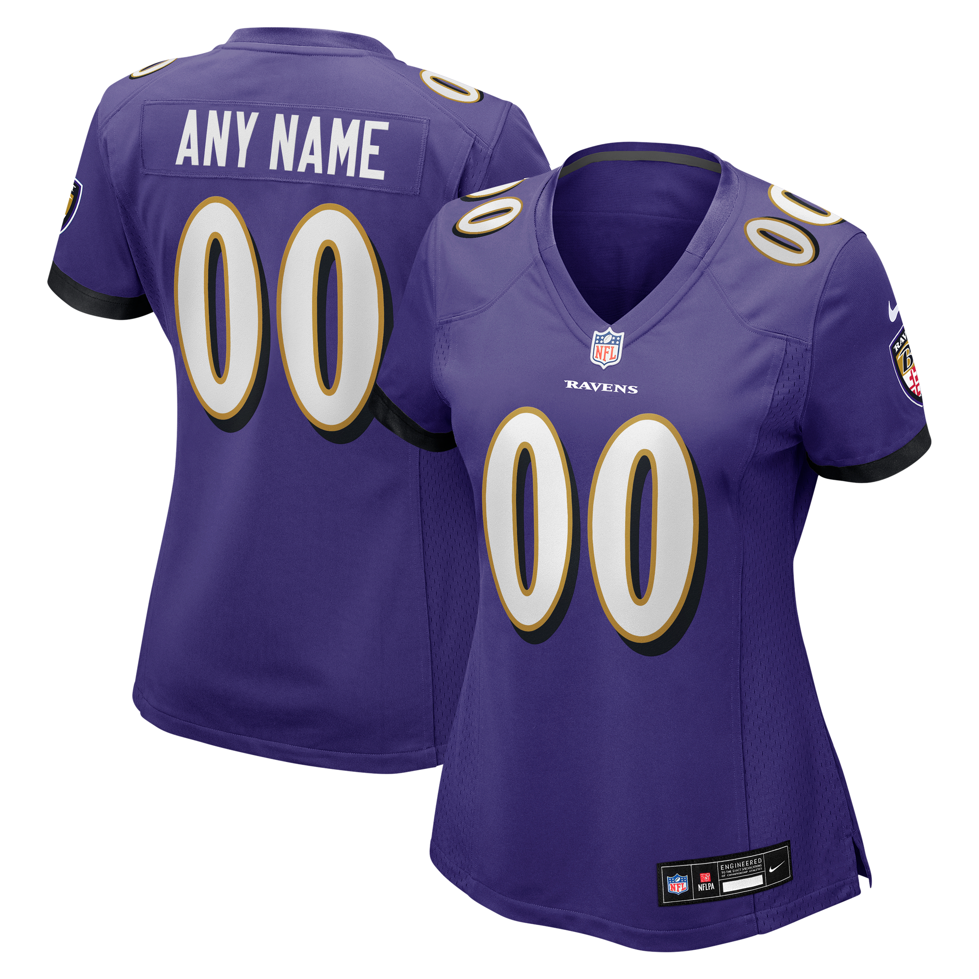 Camiseta Nike Game de la 1ª equipación del Baltimore Ravens - Personalizada - Mujer