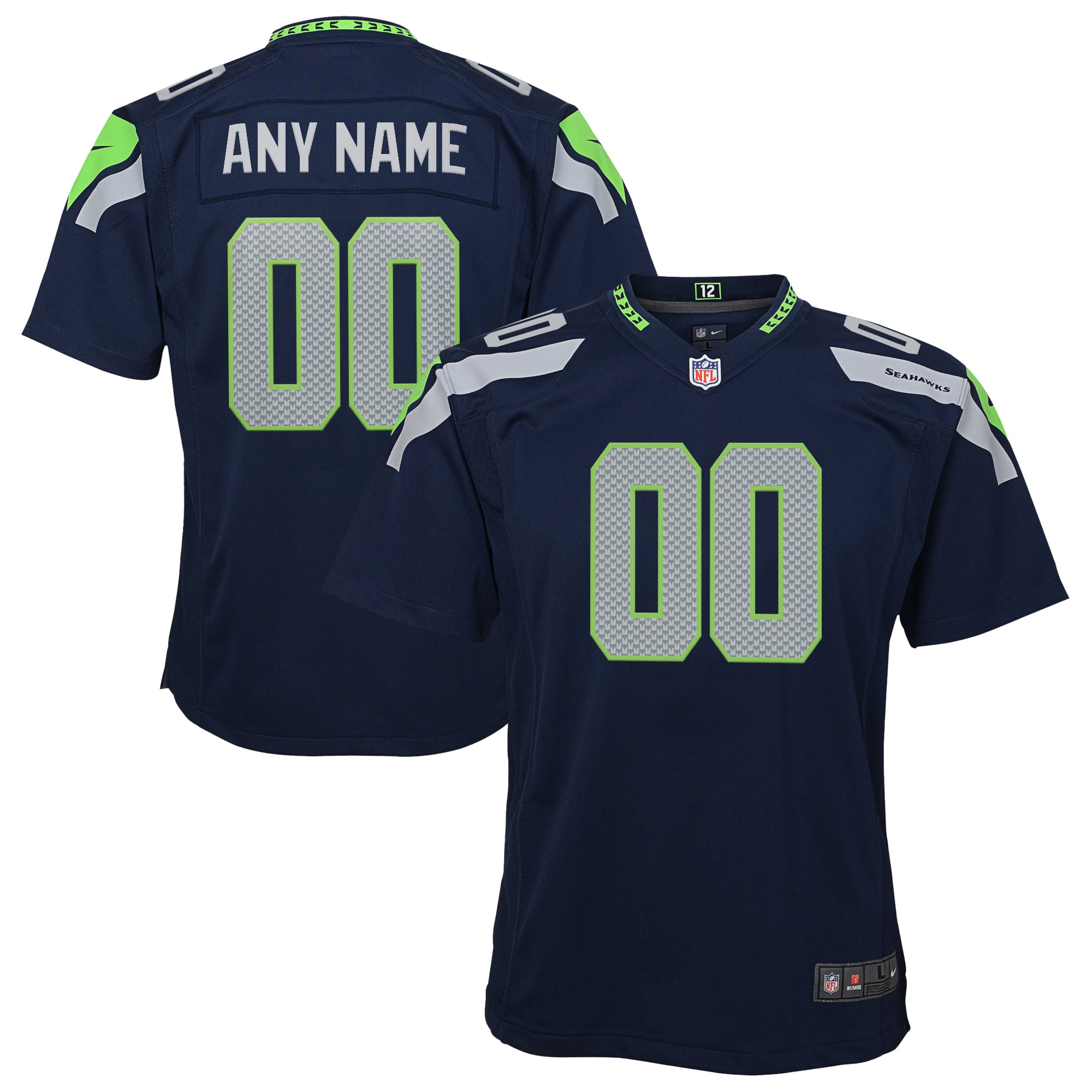 Seattle Seahawks Maglia Gara Nike Home Game - Personalizzabile - Bambino