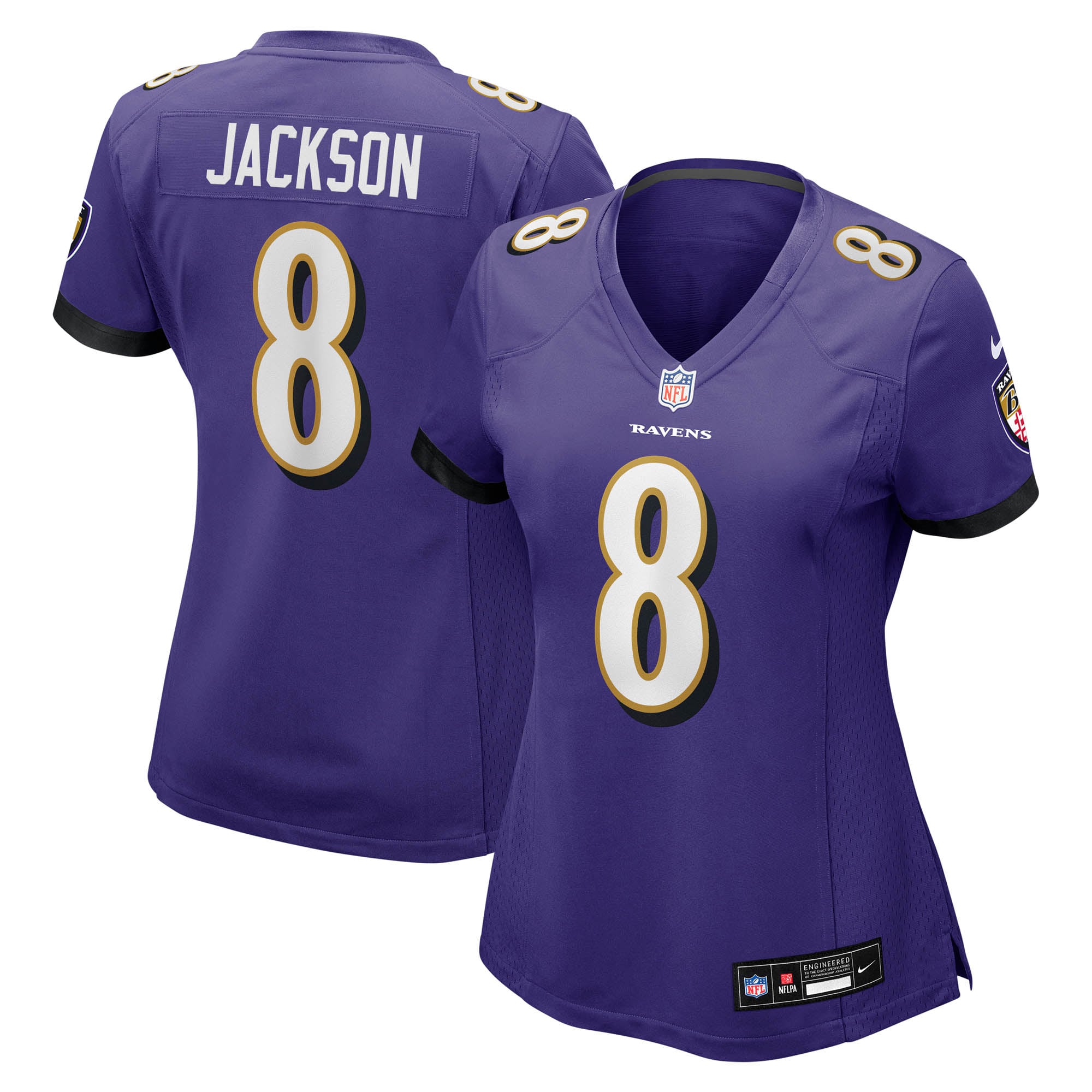 Camiseta Nike Game de la 1ª equipación del Baltimore Ravens - Lamar Jackson - Mujer