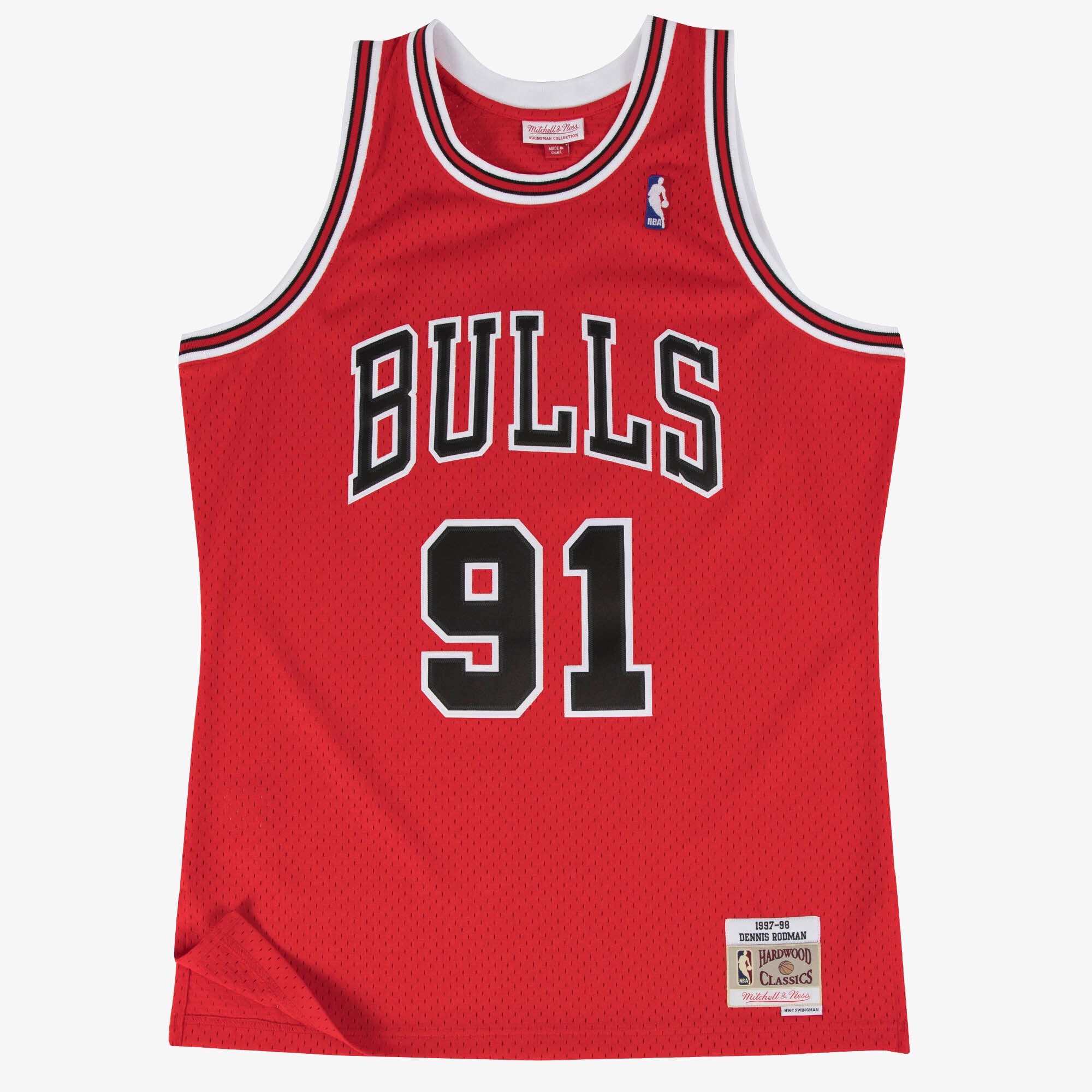 Dennis Rodman Chicago Bulls 1997-98 Mitchell & Ness Red Swingman Jersey Road