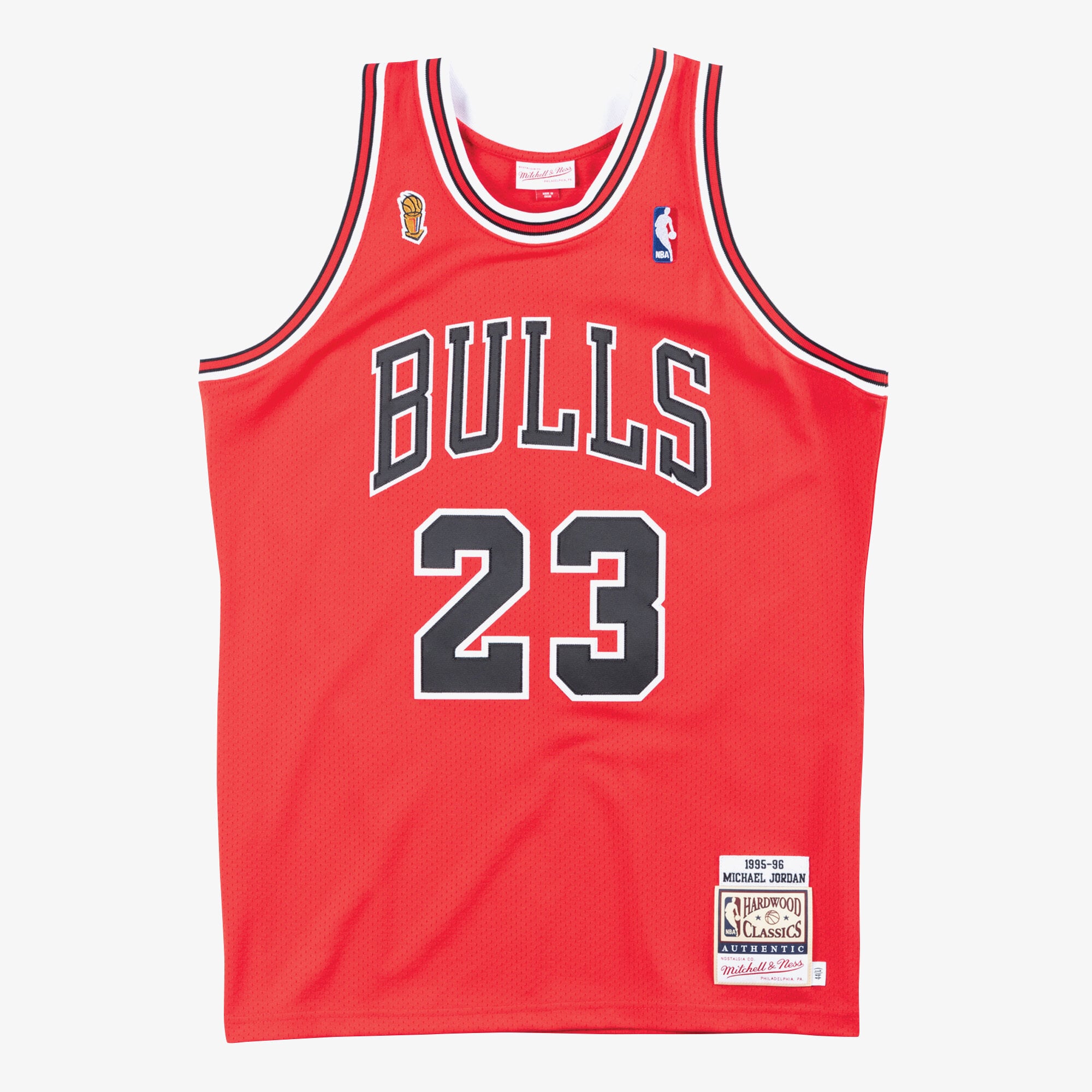 Michael Jordan Chicago Bulls 1995-96 Mitchell & Ness Red Authentic Jersey Road Finals