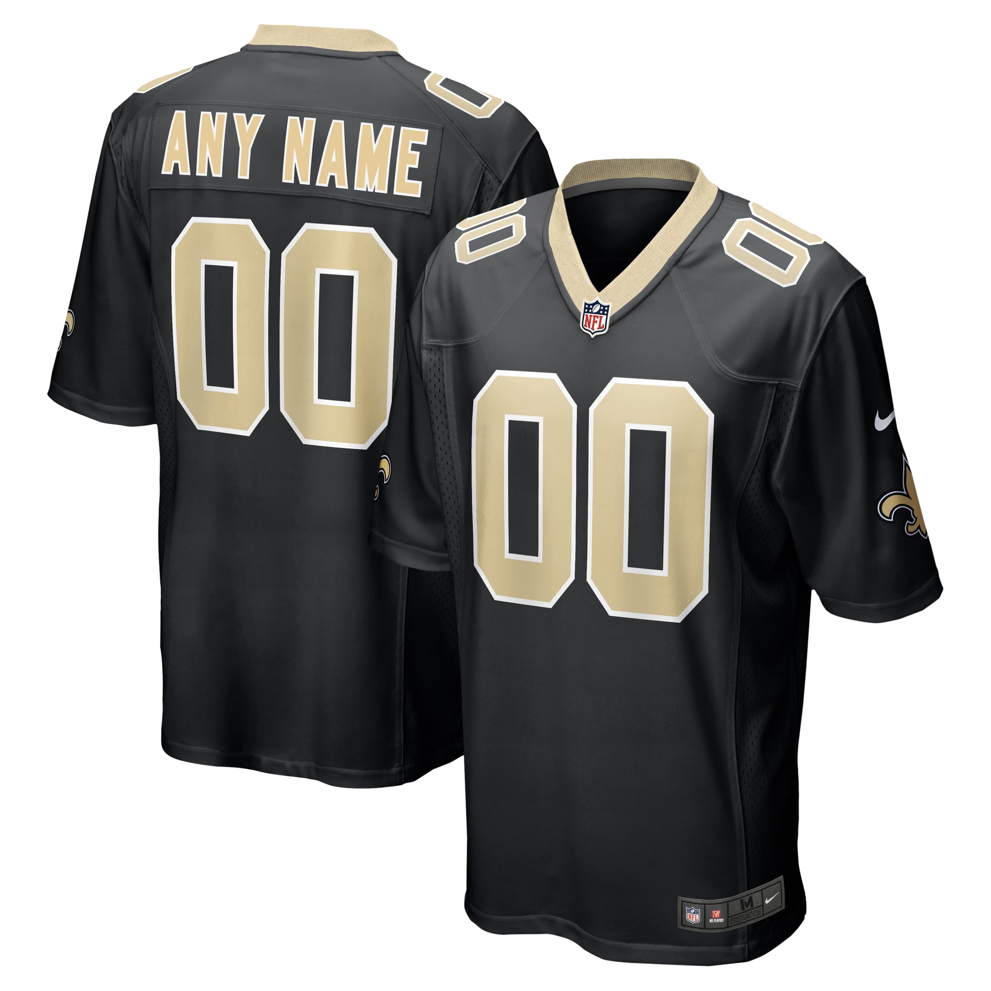 New Orleans Saints Nike Game Team Colour Jersey - Black - Custom - Mens