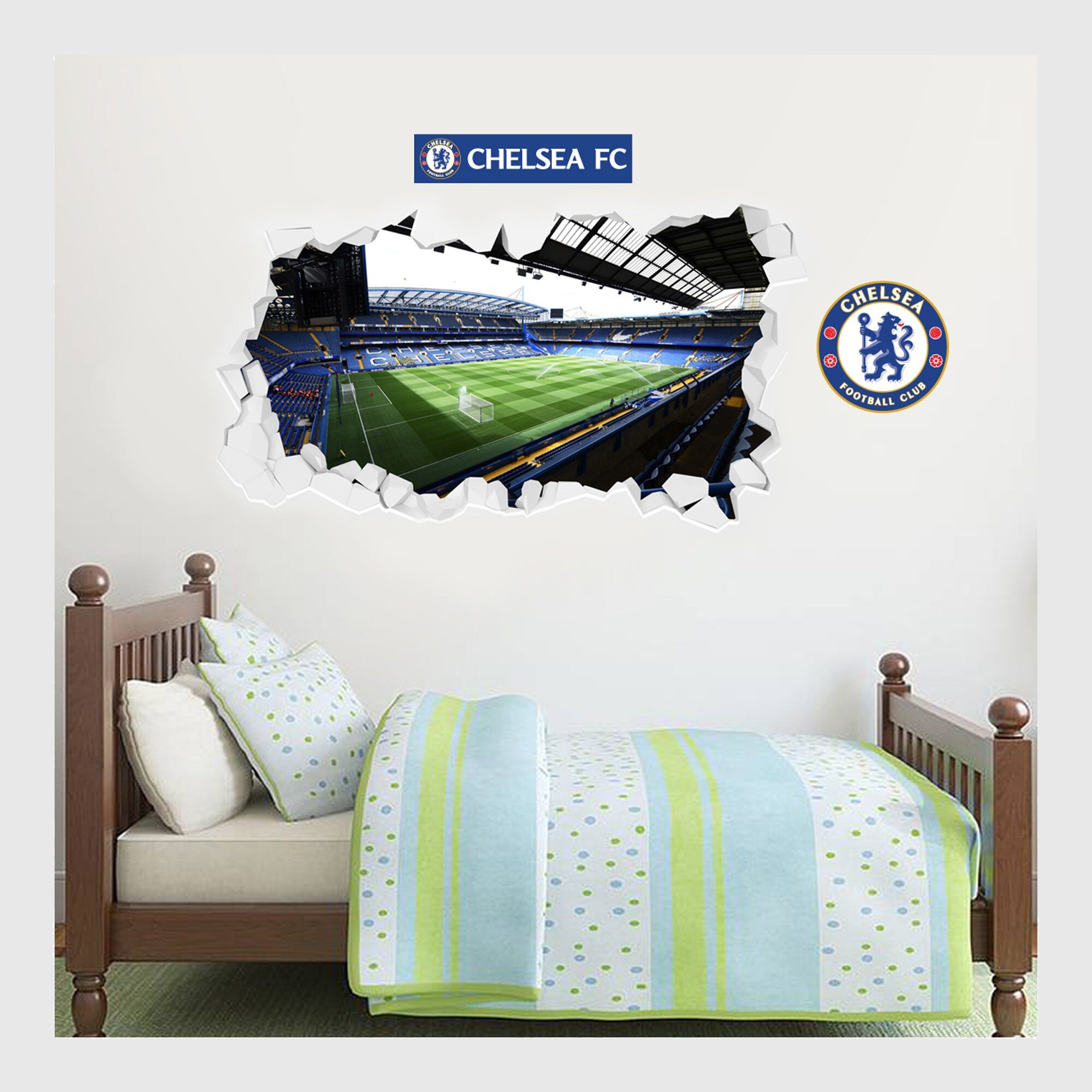 Adesivo da parete rotto stadio Chelsea Stamford Bridge - 60 cm x 30 cm con set di decalcomanie - 60 cm x 30 cm