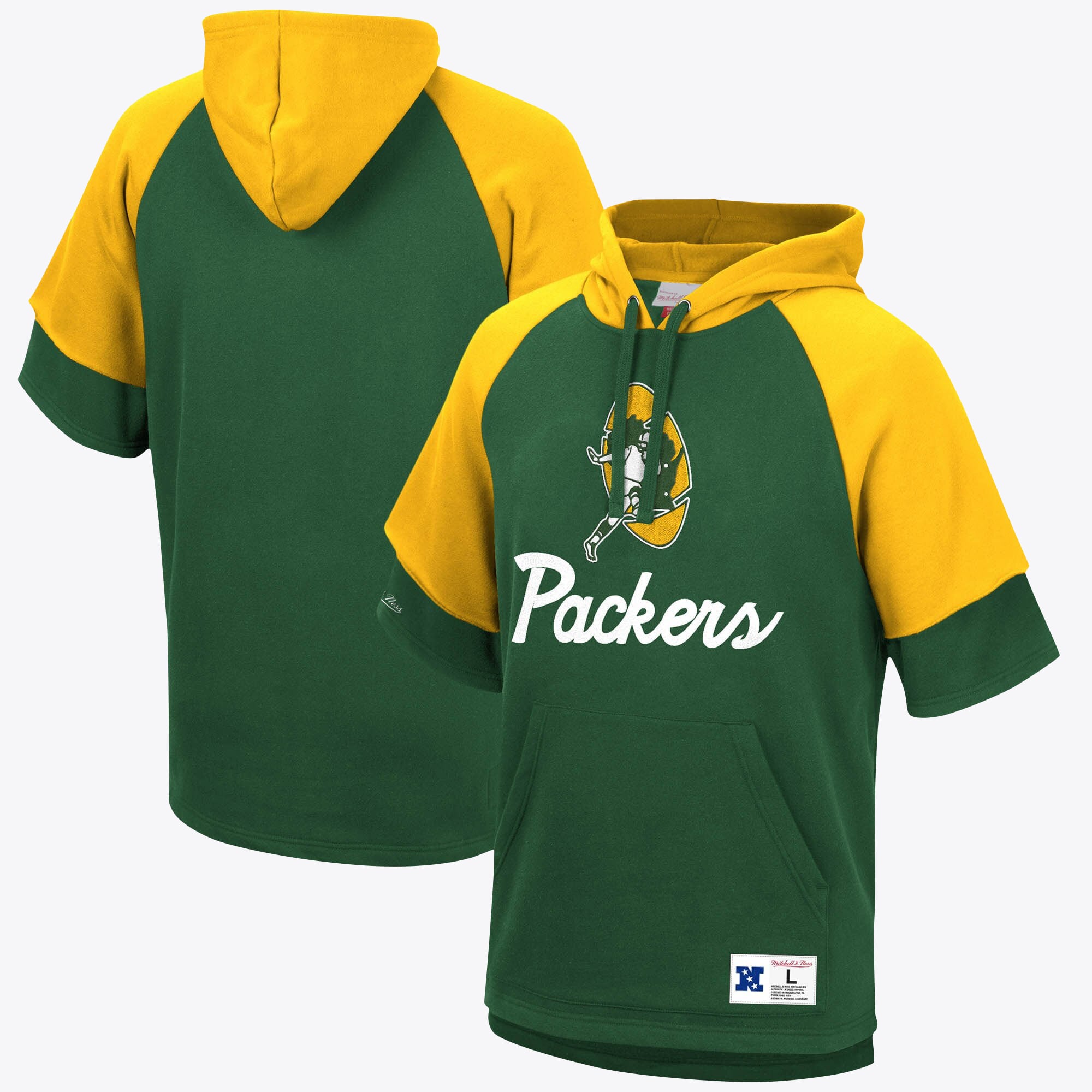 Green Bay Packers Mitchell & Ness Short Sleeve Fleece Hoodie