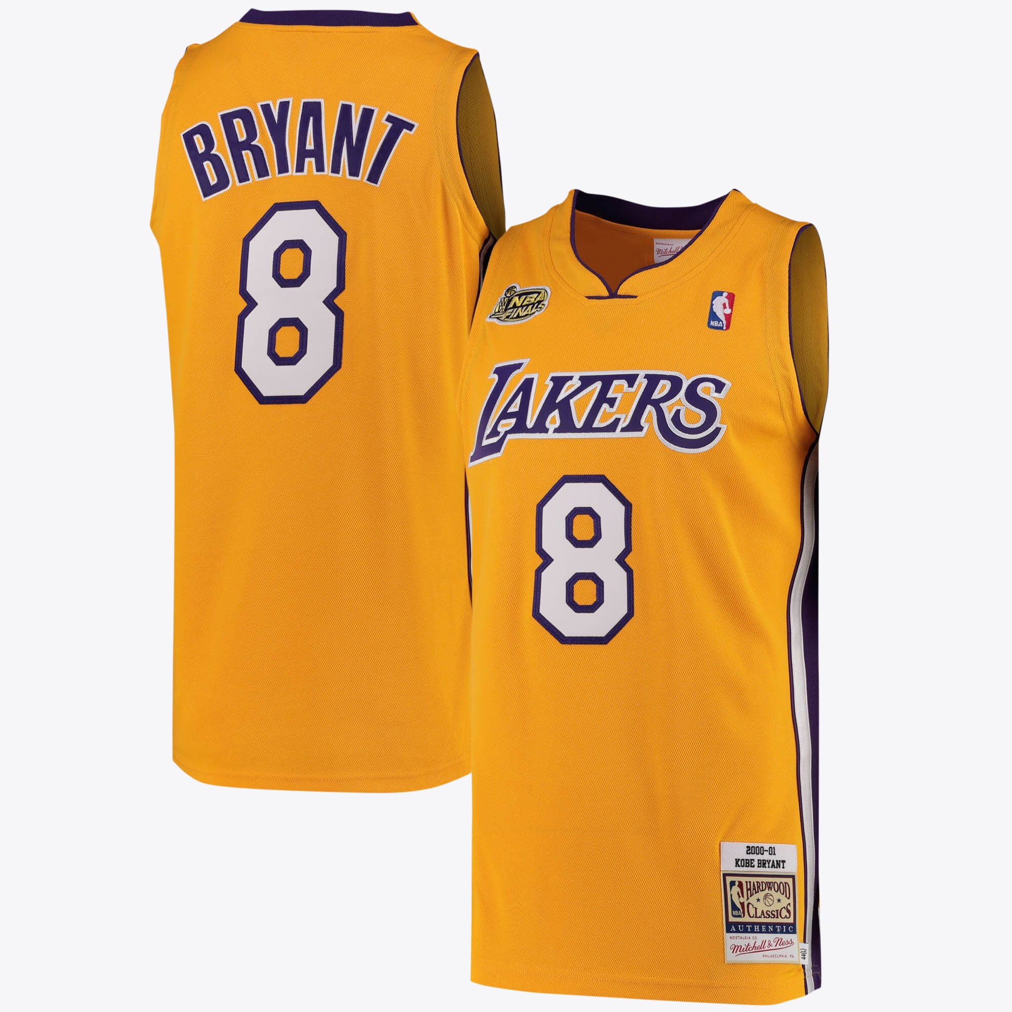 Kobe Bryant Los Angeles Lakers 2000-01 Mitchell & Ness Hardwood Classics Authentic Trikot – Gelb