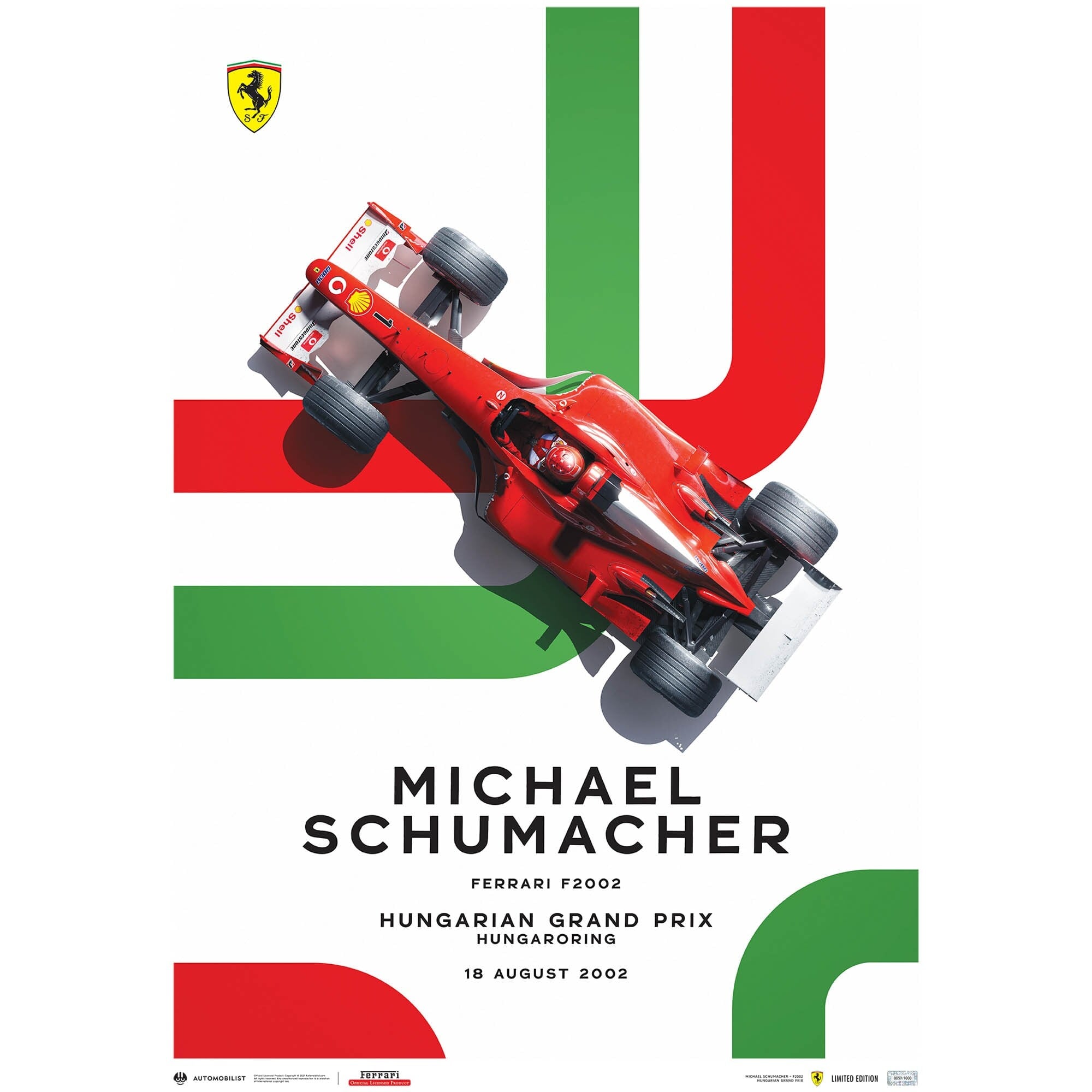 Póster Scuderia Ferrari F2002 - Michael Schumacher - Gran Premio de Hungría - Edición limitada de 2002