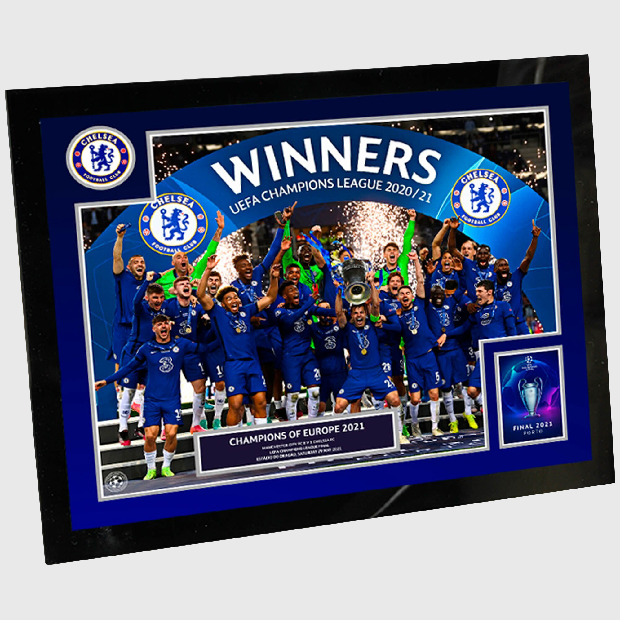 Chelsea UCL 2021 Champions Celebration Glass Frame - 8 x 6 Inch