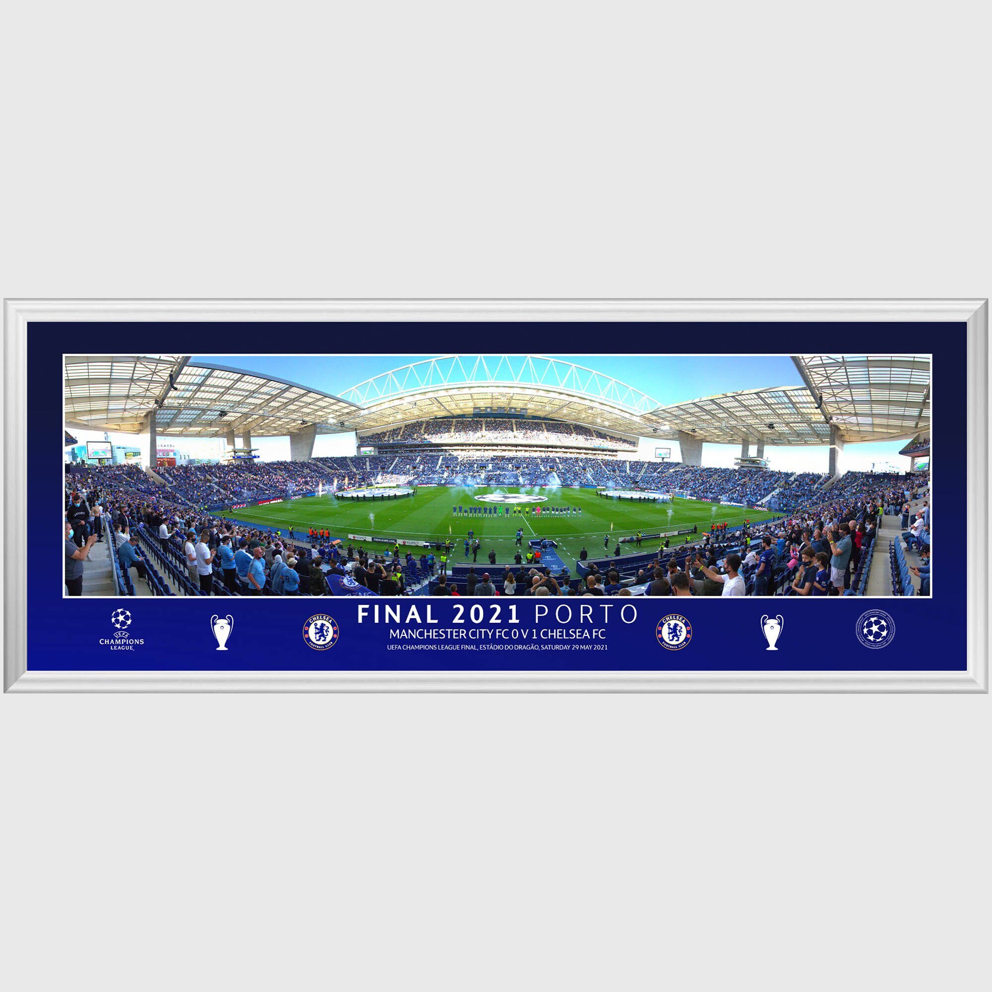 Chelsea UCL 2021 Champions Final Line Up Stampa panoramica incorniciata - 14 x 6 pollici