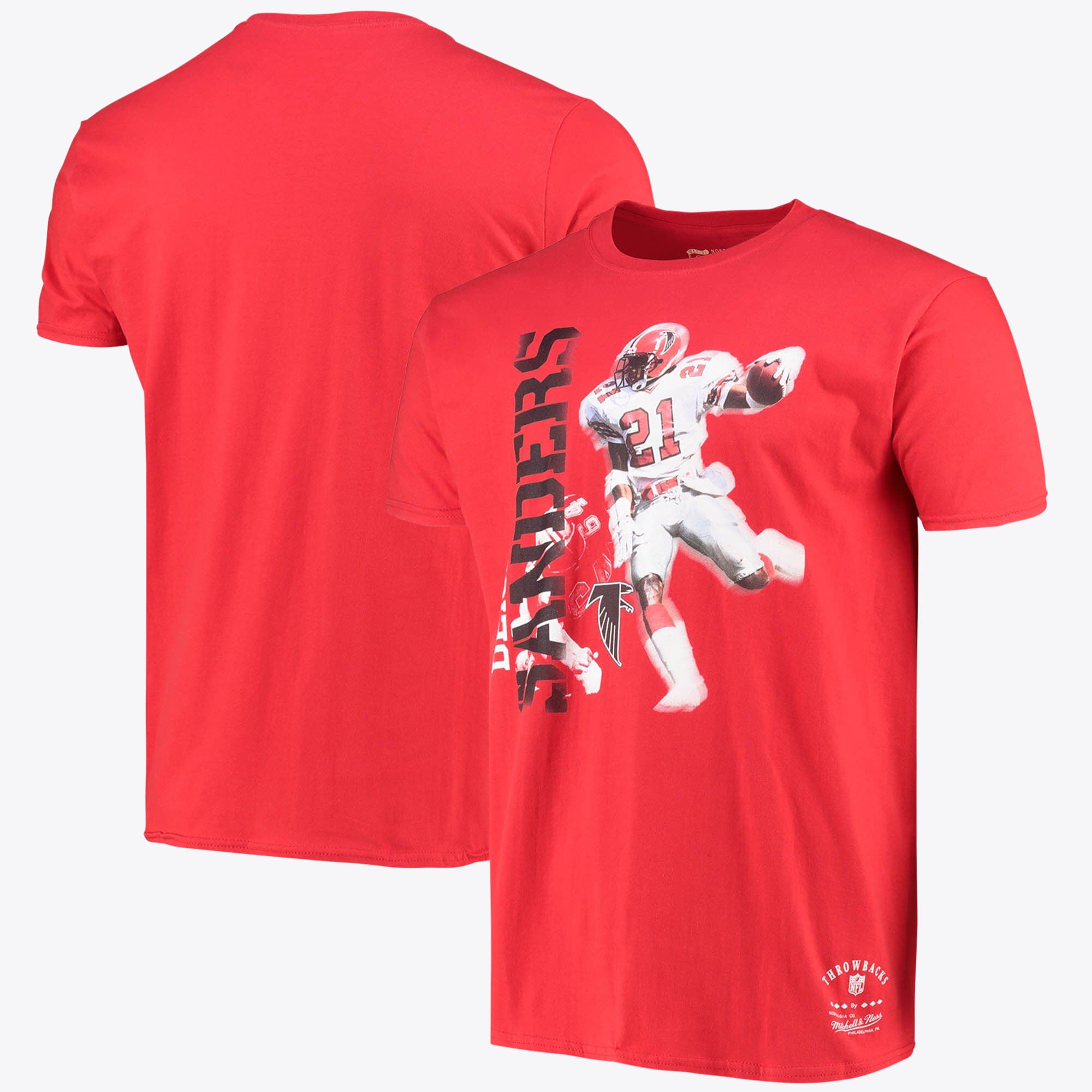 Atlanta Falcons Mitchell & Ness Stencil Font Player Tee Deion Sanders - Mens