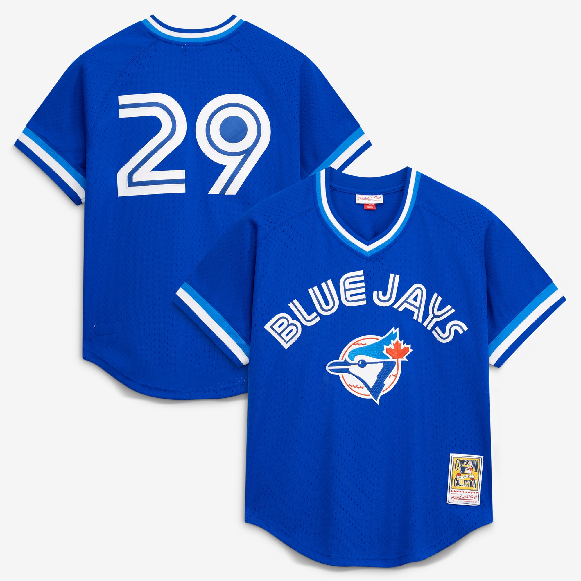 Maglia da allenamento di battuta autentica da uomo Mitchell & Ness Joe Carter Royal Toronto Blue Jays