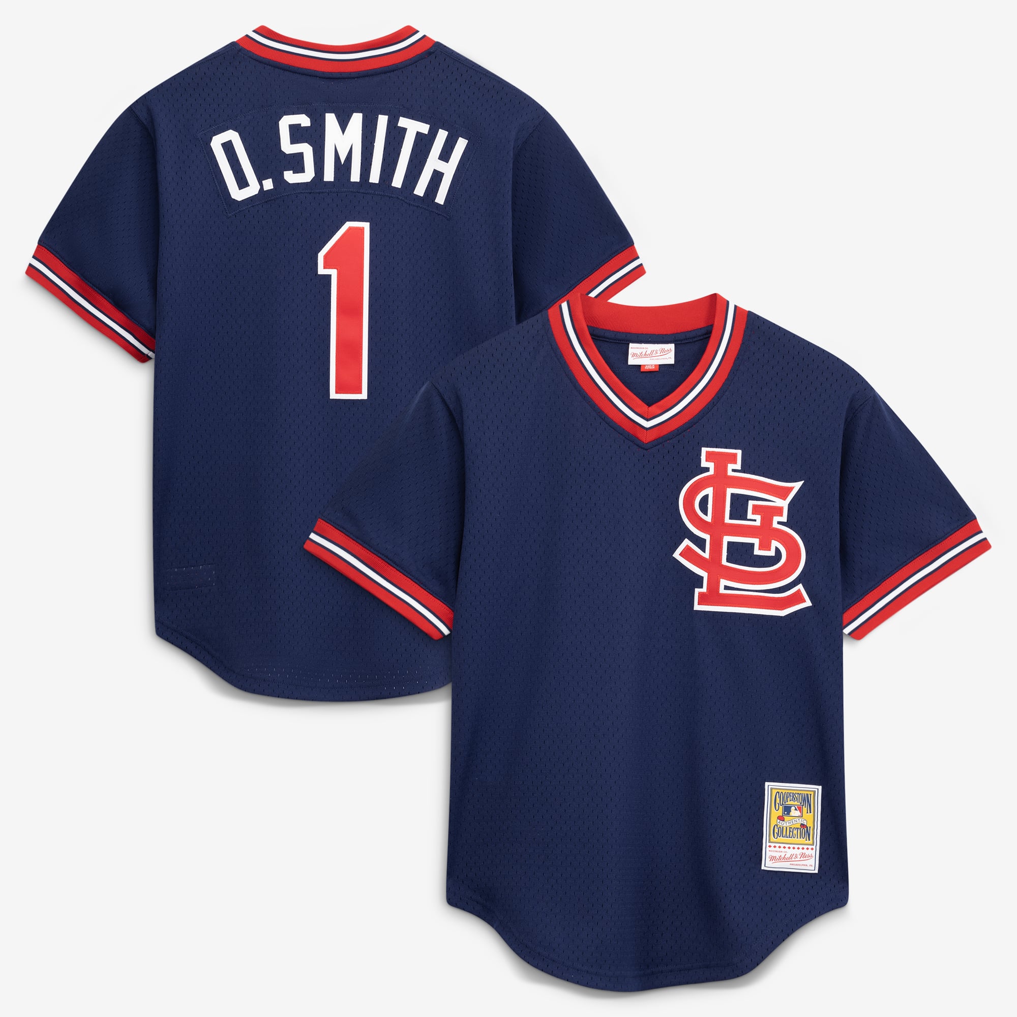 Maglia da allenamento autentica da uomo Mitchell & Ness Ozzie Smith blu navy dei St. Louis Cardinals.
