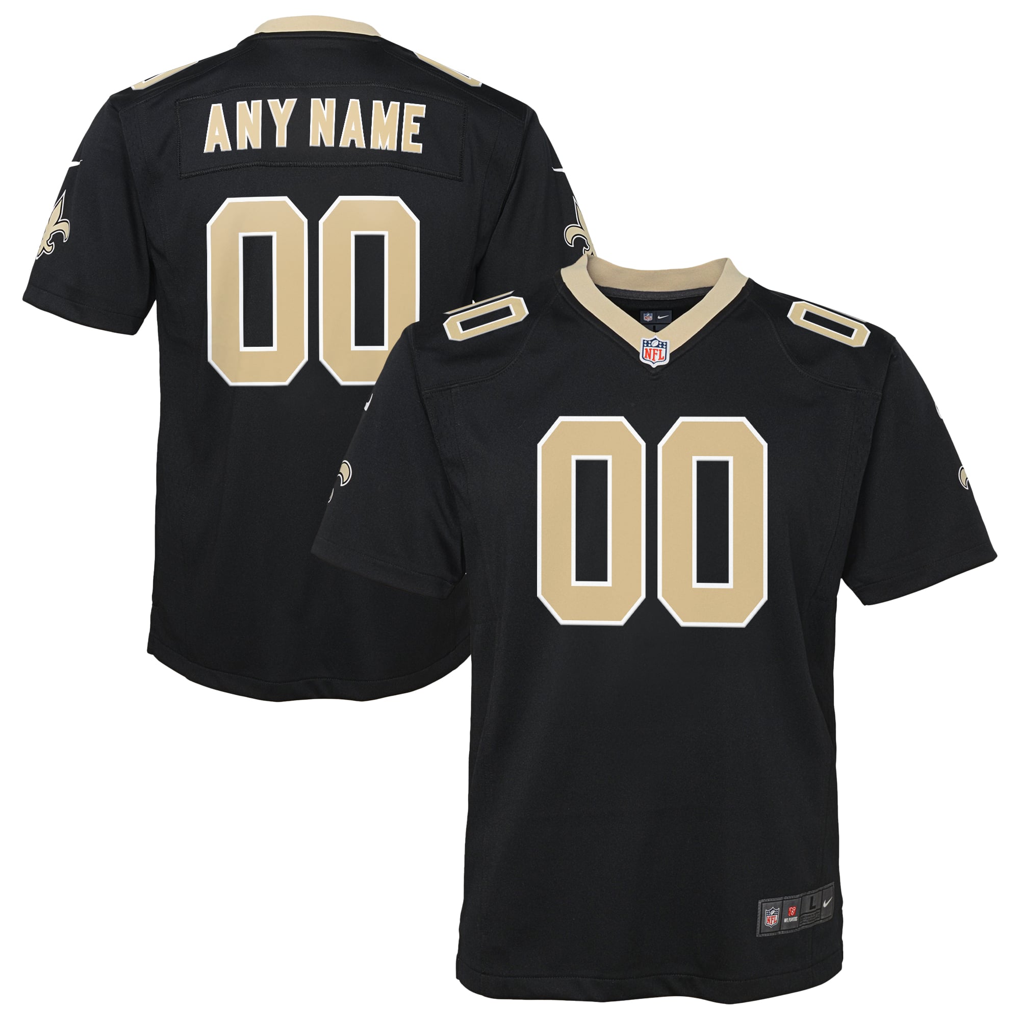 Camiseta Nike Game de la 1ª equipación del New Orleans Saints - Negro - Personalizada - Jóvenes