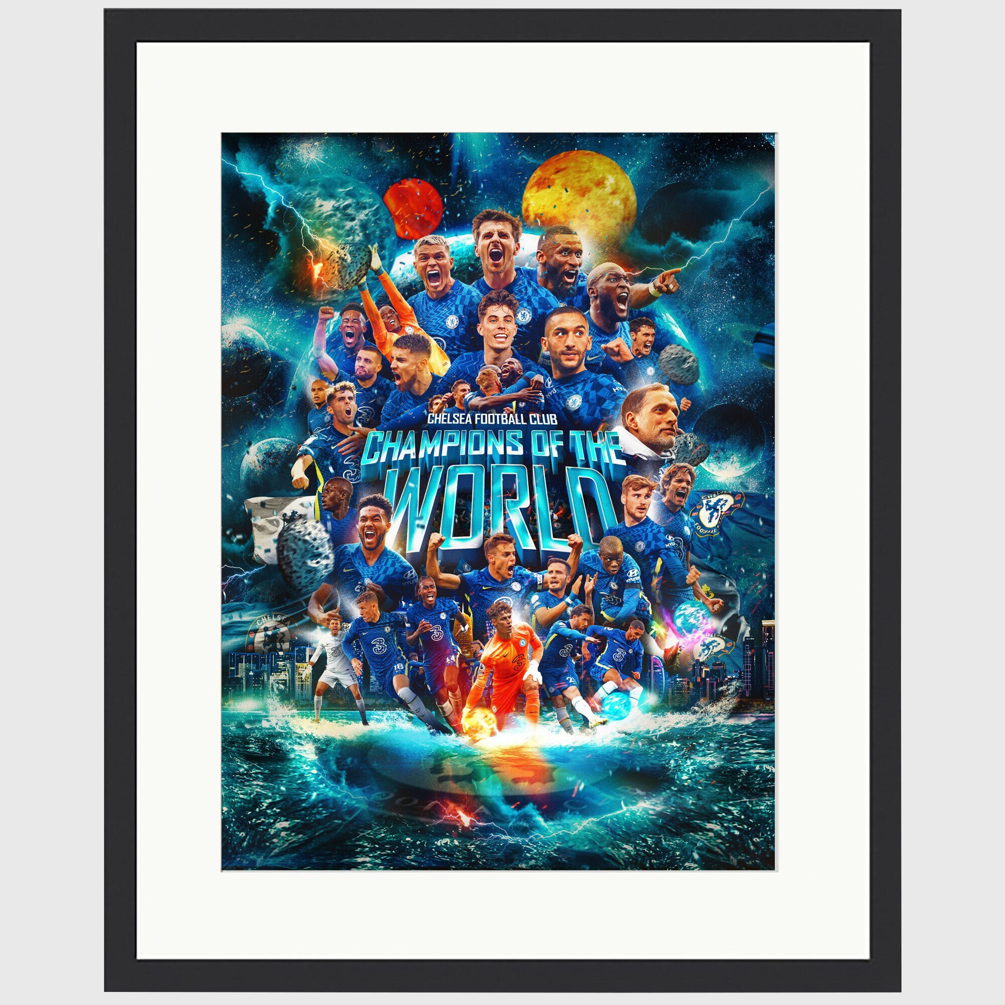 Stampa incorniciata Chelsea Champions of the World - 20 x 16