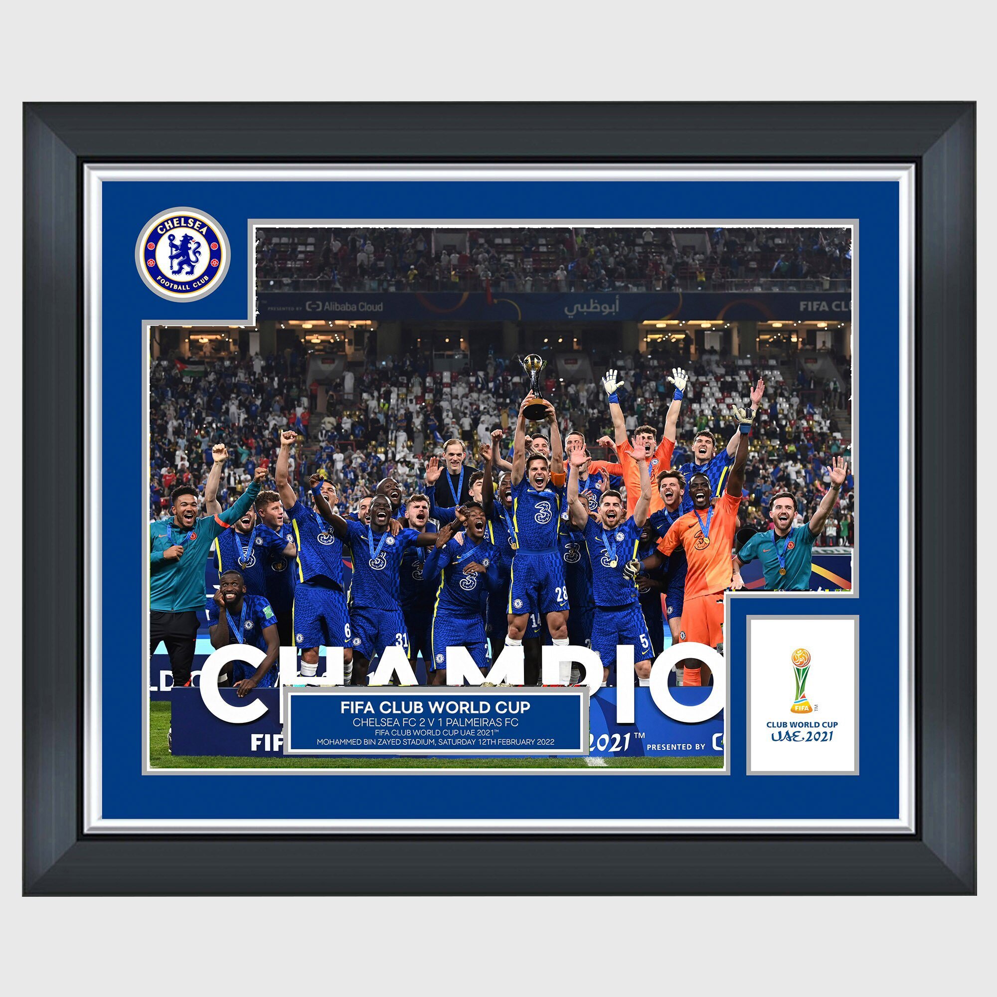 Stampa incorniciata per la celebrazione del Chelsea Champions of the World - 20 x 16