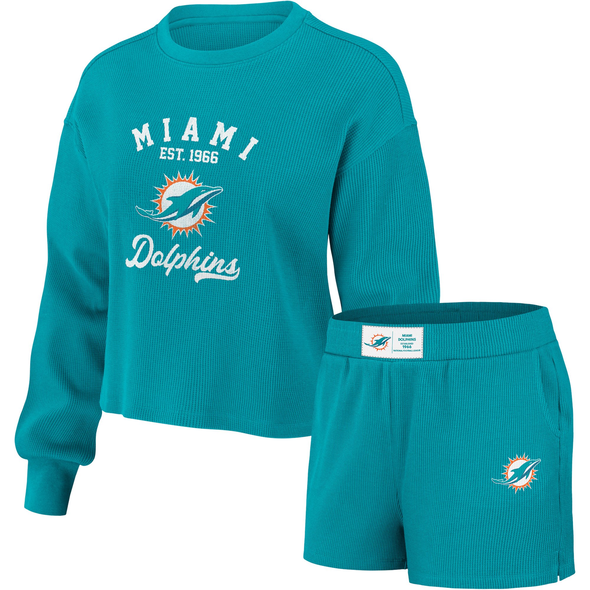 Miami Dolphins WEAR by Erin Andrews Waffle Lounge Set - Womens