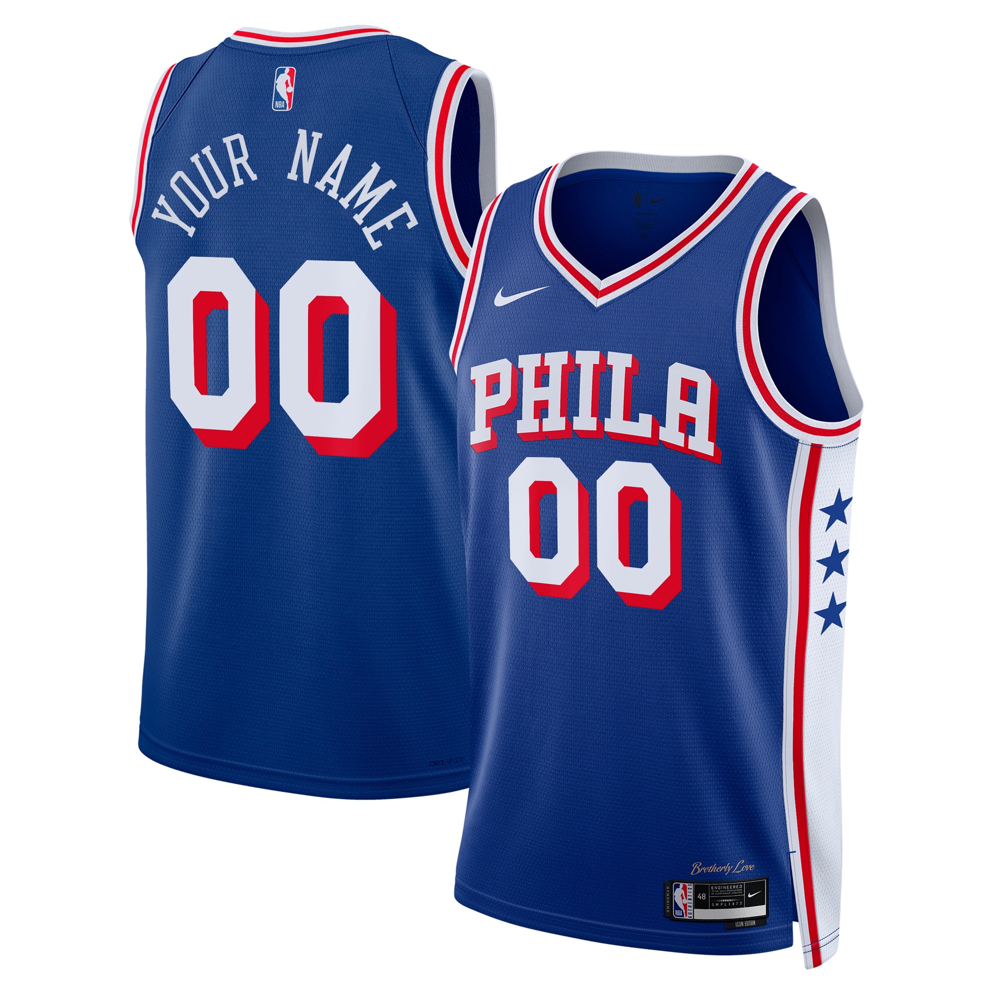 Camiseta Swingman Nike Icon del Philadelphia 76ers - Personalizado - Jóvenes