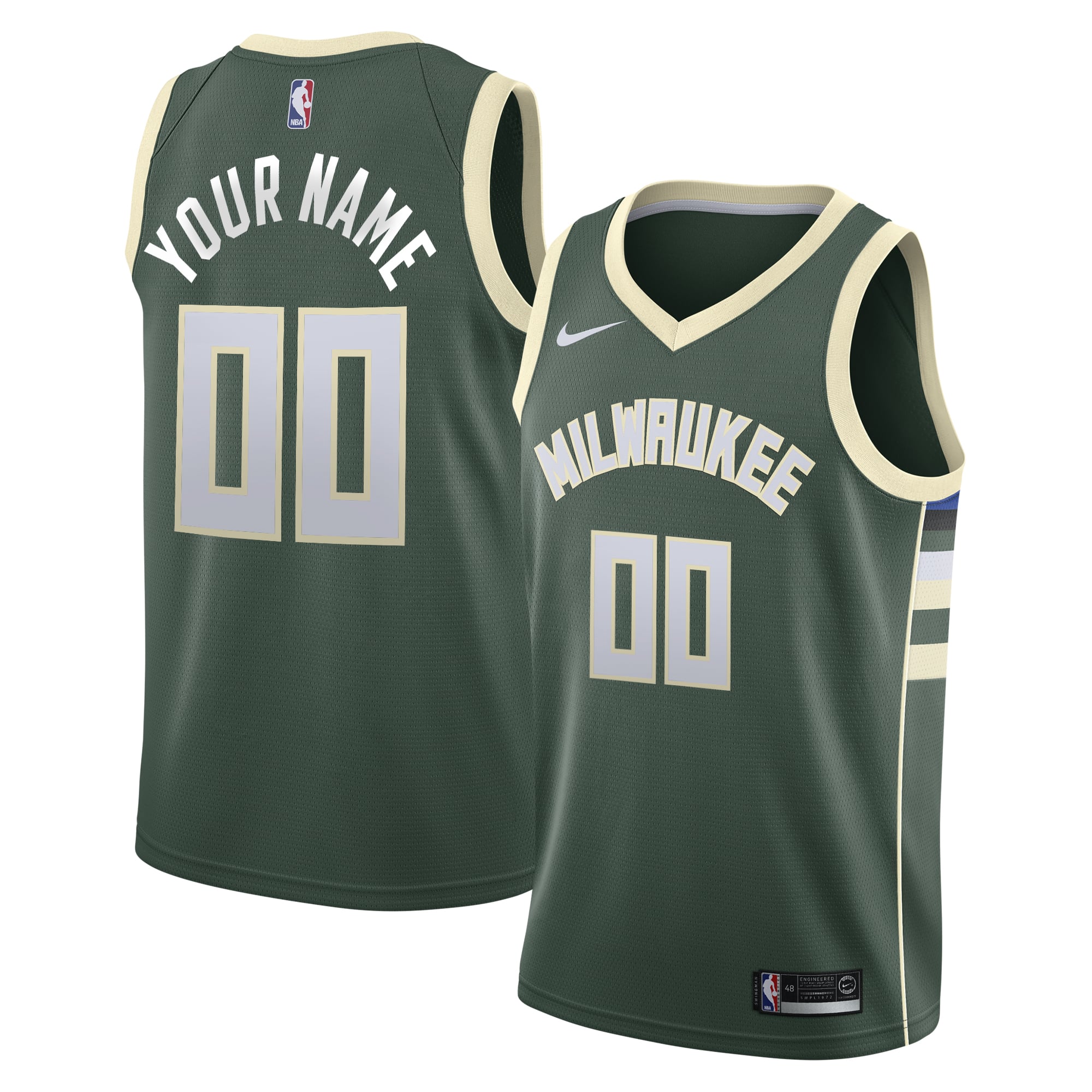 Camiseta Swingman Nike Icon del Milwaukee Bucks - Personalizado - Jóvenes