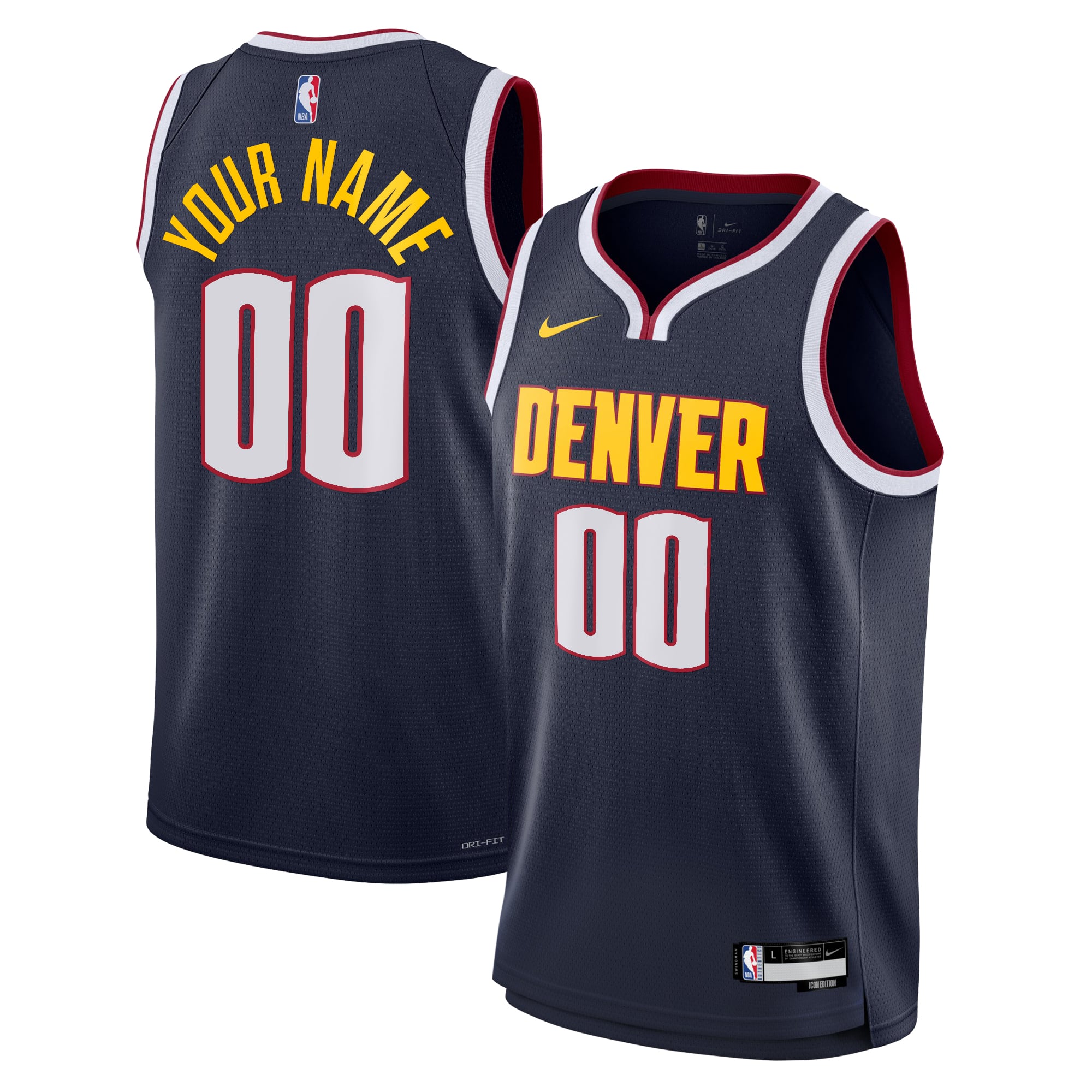 Camiseta Swingman Nike Icon del Denver Nuggets - Personalizado - Jóvenes
