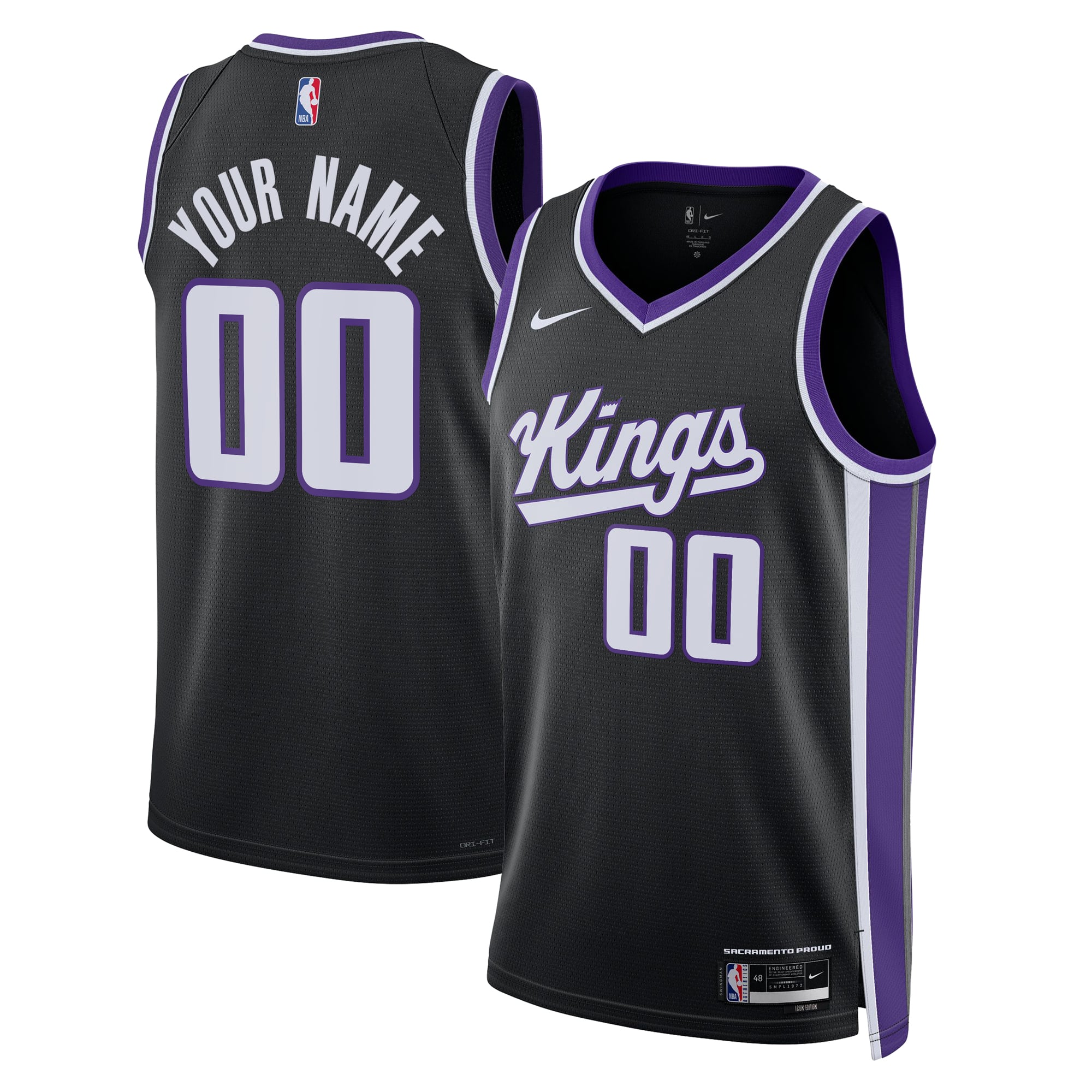 Camiseta Nike Icon Swingman de los Sacramento Kings - Personalizada - Unisex