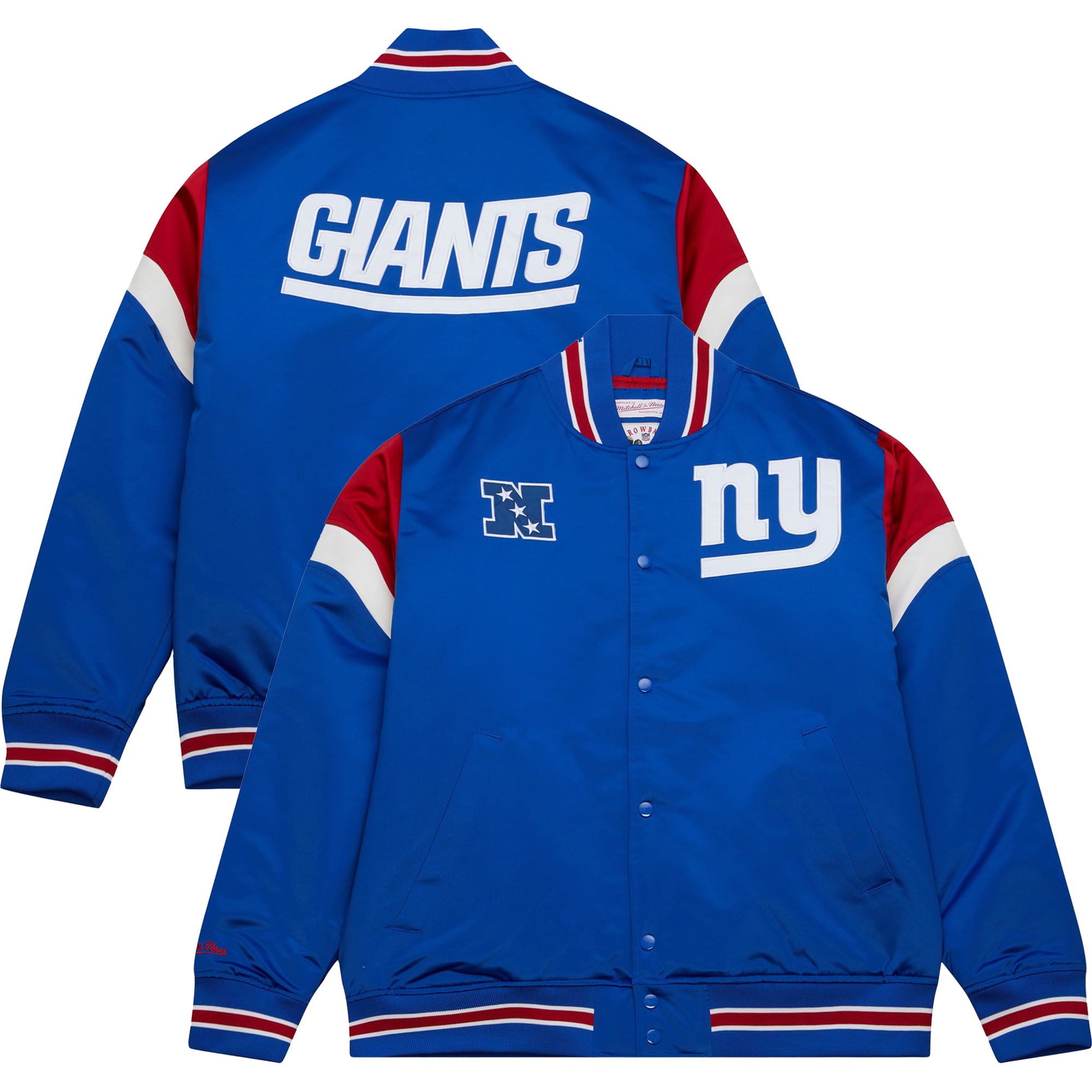 Chaqueta de satén de peso pesado Mitchell & Ness de los New York Giants