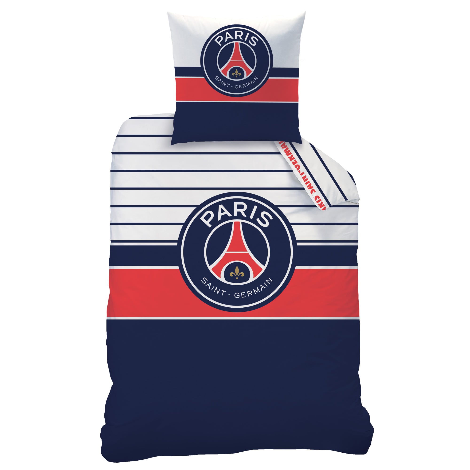 Set di biancheria da letto Paris Saint-Germain - 140 x 200 + 63 x 63 - Logo Retro