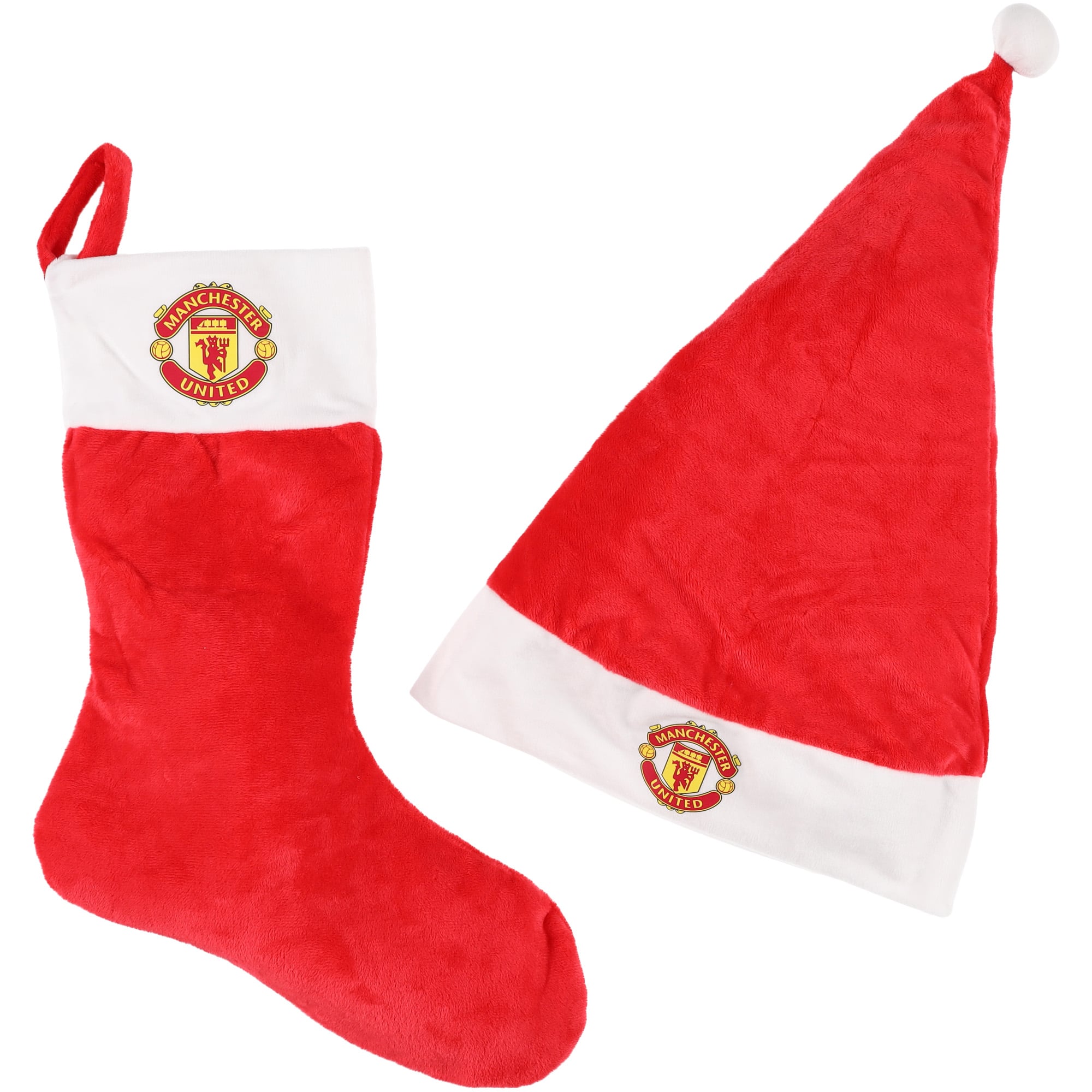 Cappello da Babbo Natale e calza del Manchester United