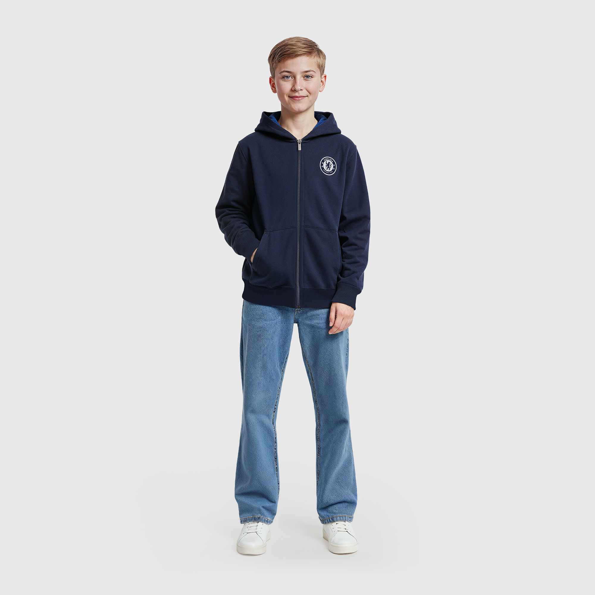 Chelsea Core Hoodie mit durchgehendem Reißverschluss – Navy – Jungen