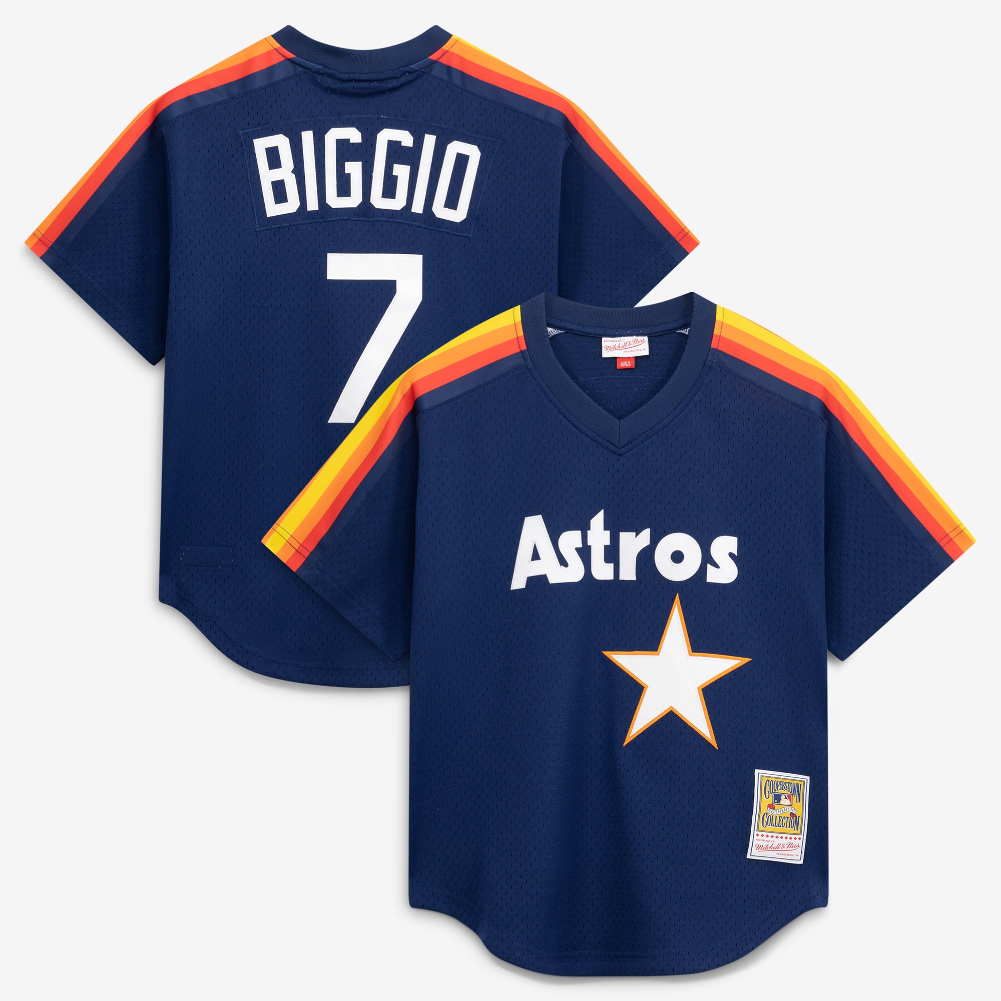 Maglia da allenamento autentica da uomo Mitchell & Ness Craig Biggio blu navy degli Houston Astros