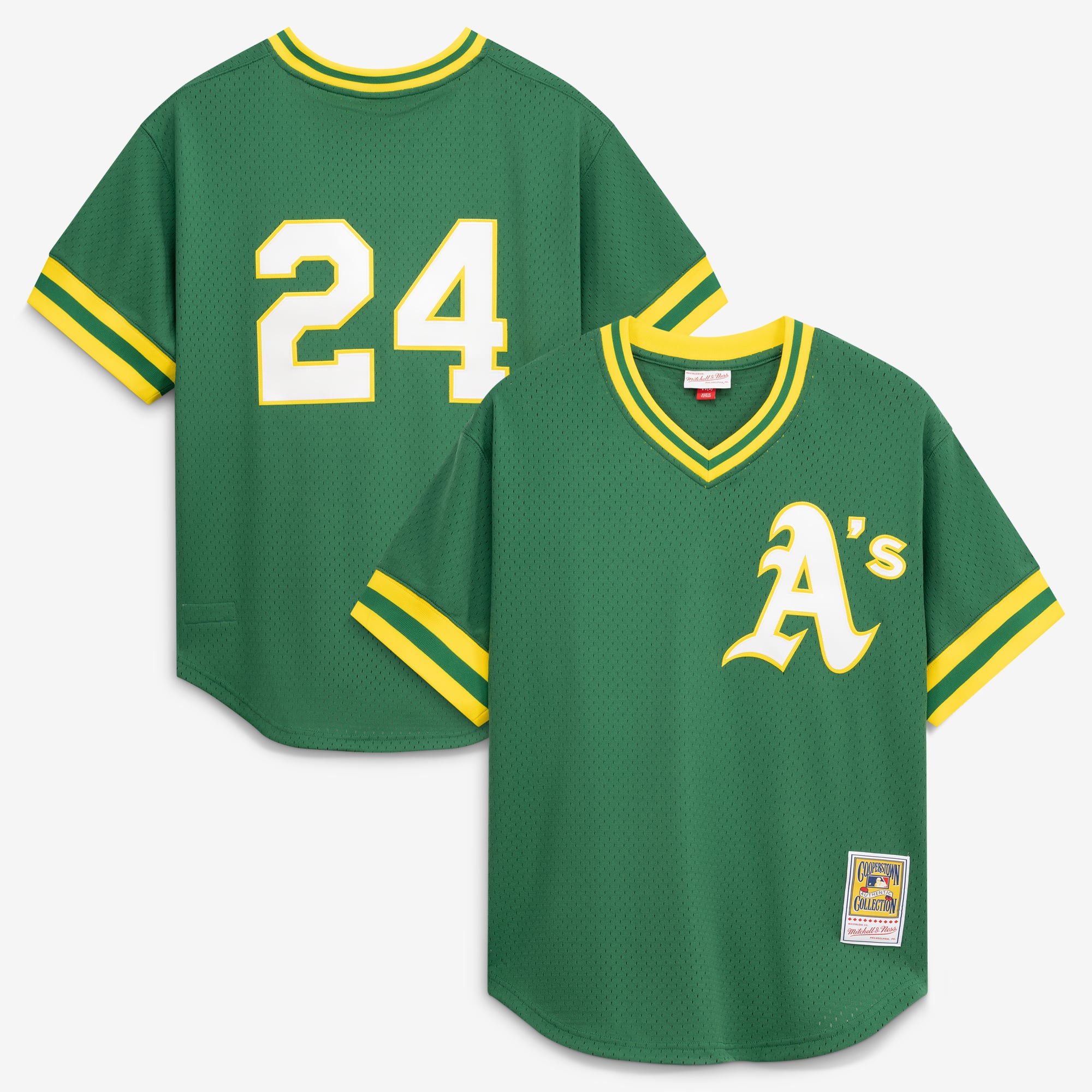 Maglia da allenamento autentica da battuta Mitchell & Ness Rickey Henderson verde da uomo