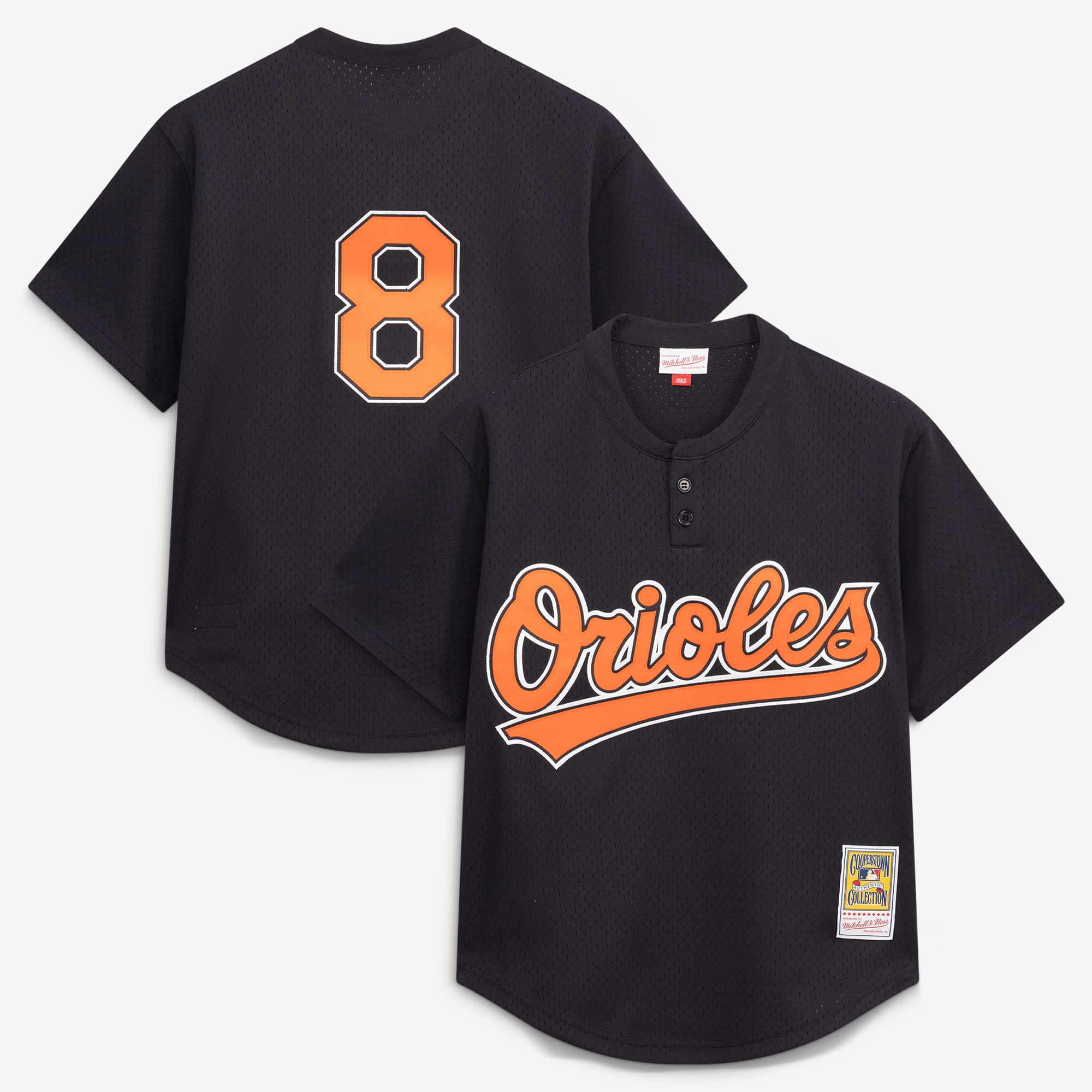 Maglia da allenamento autentica da uomo Mitchell & Ness Cal Ripken Jr. nera dei Baltimore Orioles