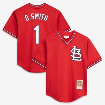 Men's Mitchell & Ness Ozzie Smith Scarlet St. Louis Cardinals Authentic Batting Practice Jersey