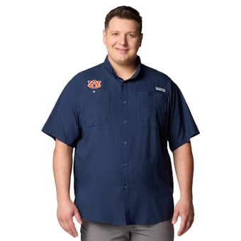 Men's Columbia Navy Auburn Tigers PFG Tamiami Shirt